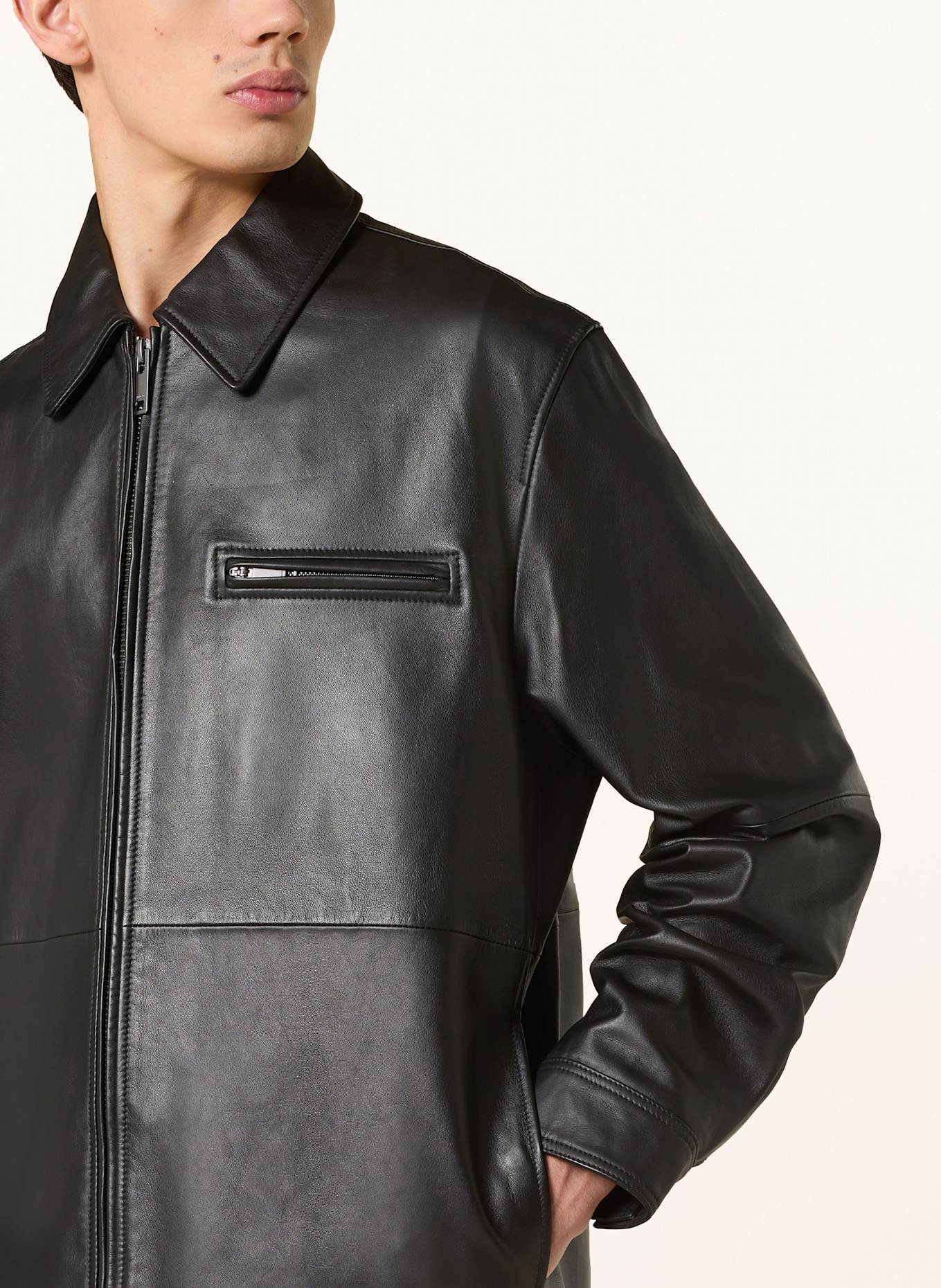 HUGO Lederjacke LARKOT: SCHWARZ