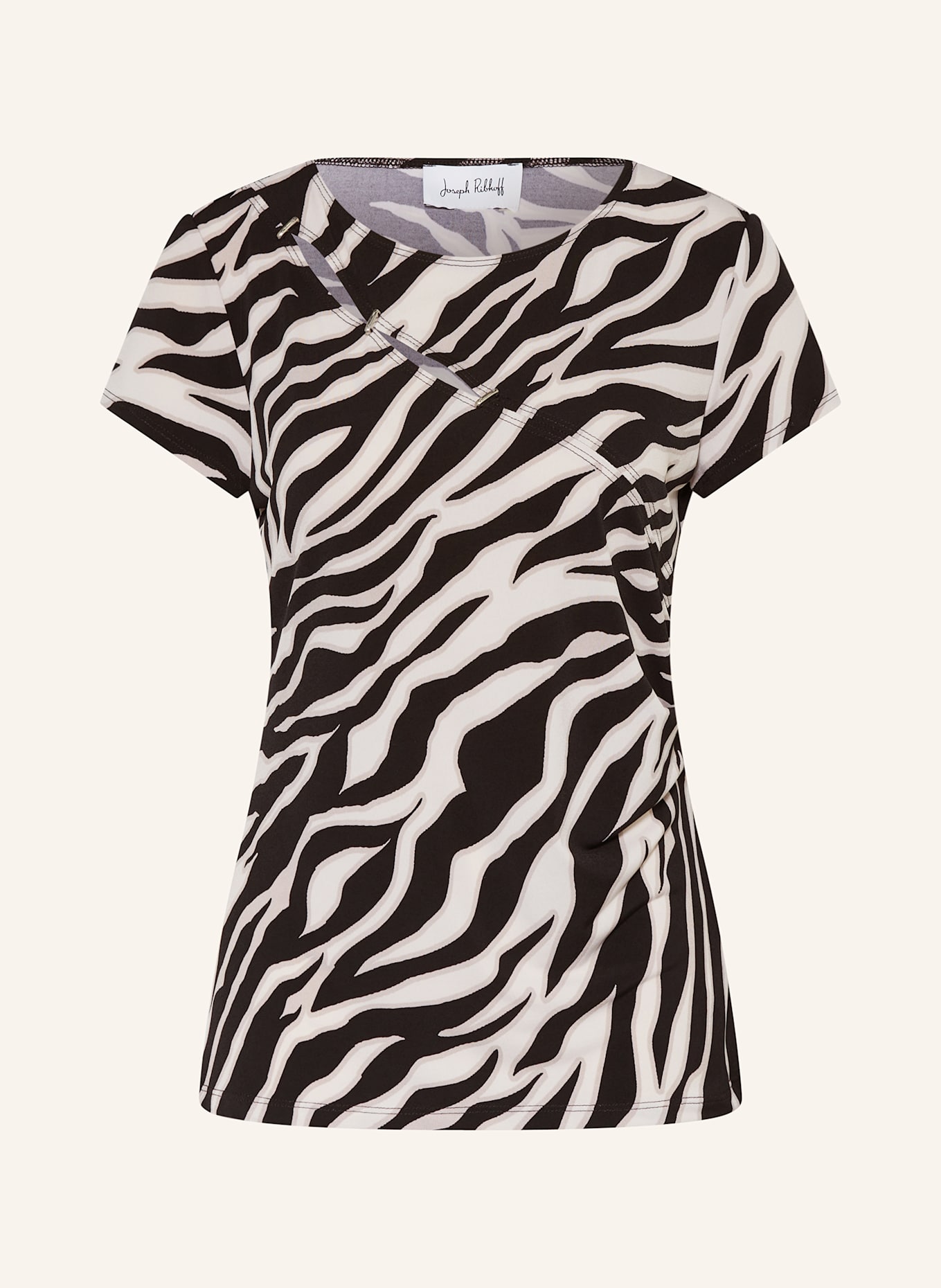 Joseph Ribkoff T-shirt z wycięciami: BEŻOWY / CZARNY