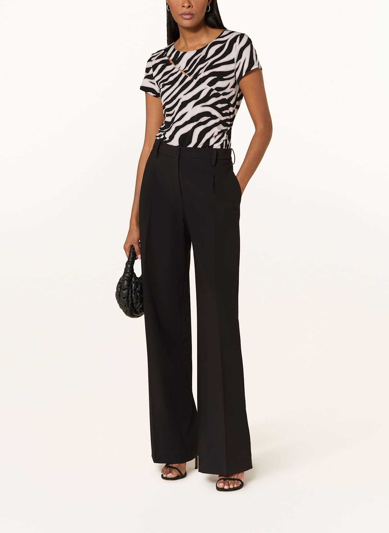 Joseph Ribkoff T-shirt z wycięciami: BEŻOWY / CZARNY