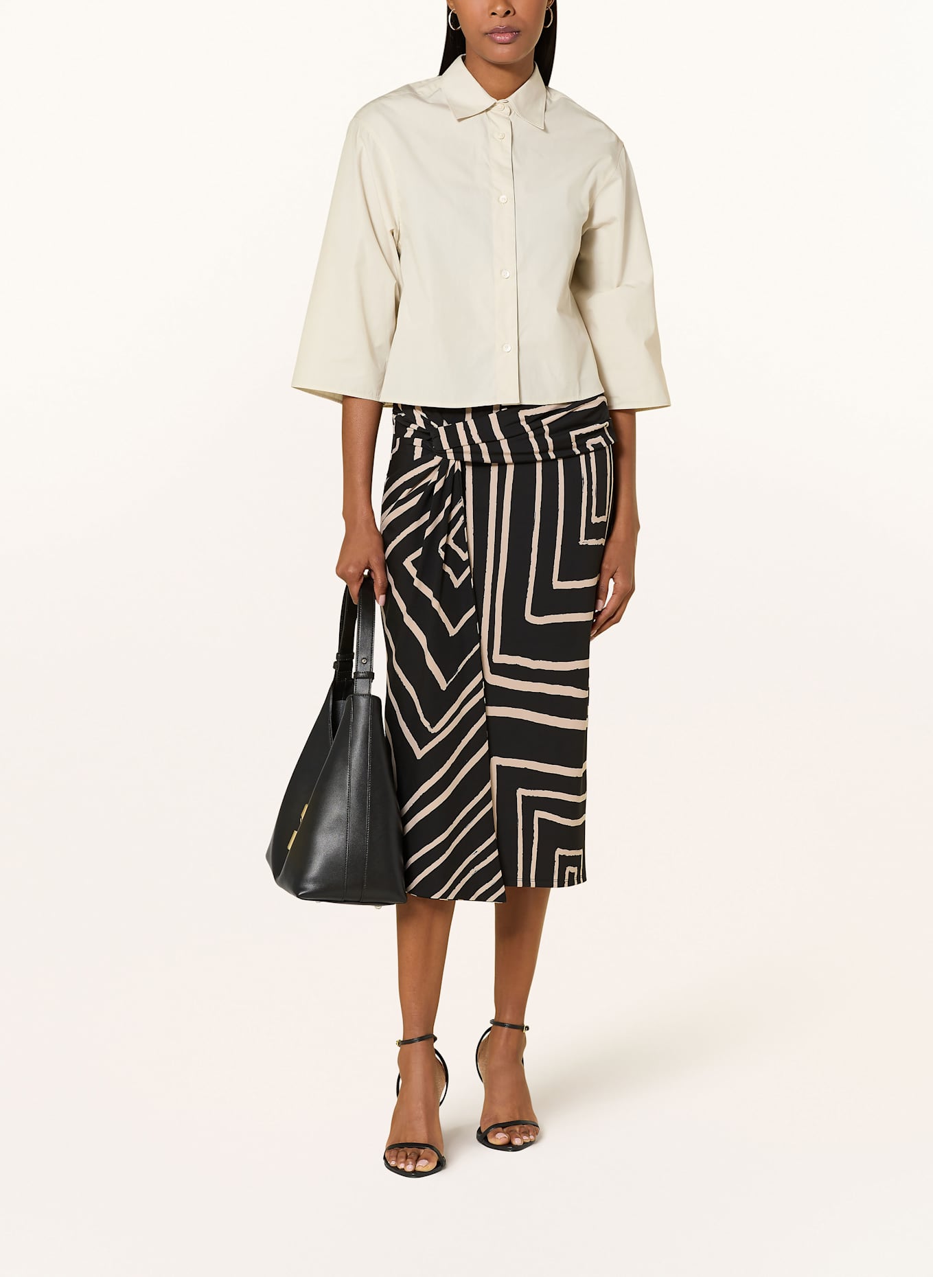 Joseph Ribkoff Jerseyrock in Wickeloptik: SCHWARZ / BEIGE