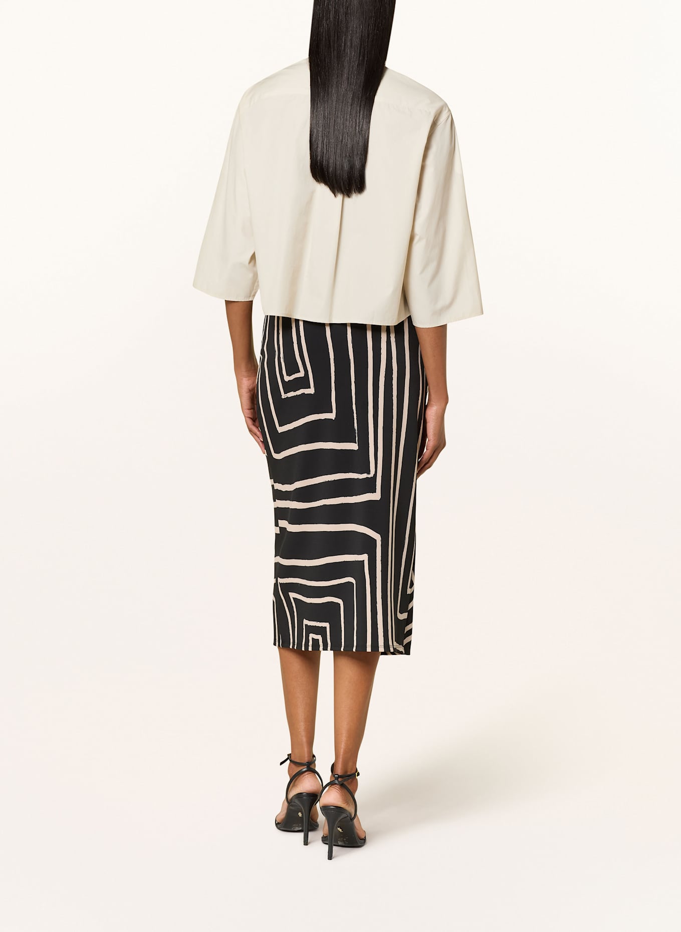 Joseph Ribkoff Jerseyrock in Wickeloptik: SCHWARZ / BEIGE