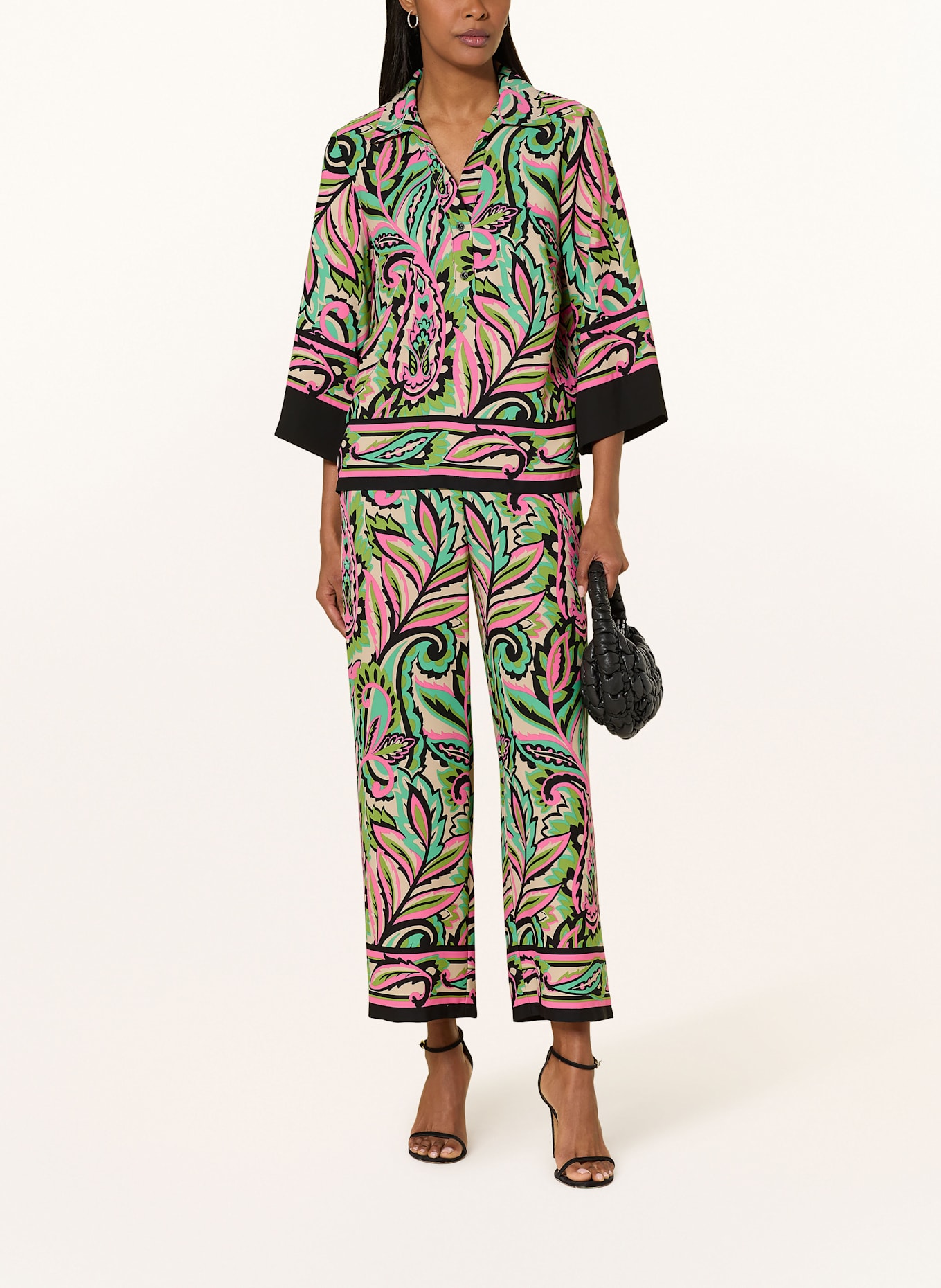 Joseph Ribkoff Blusenshirt mit 3/4-Arm: SCHWARZ / GRÜN / NEONPINK