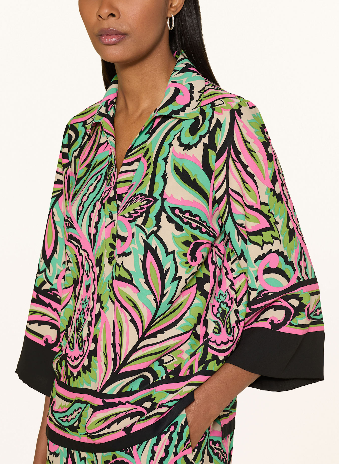 Joseph Ribkoff Blusenshirt mit 3/4-Arm: SCHWARZ / GRÜN / NEONPINK