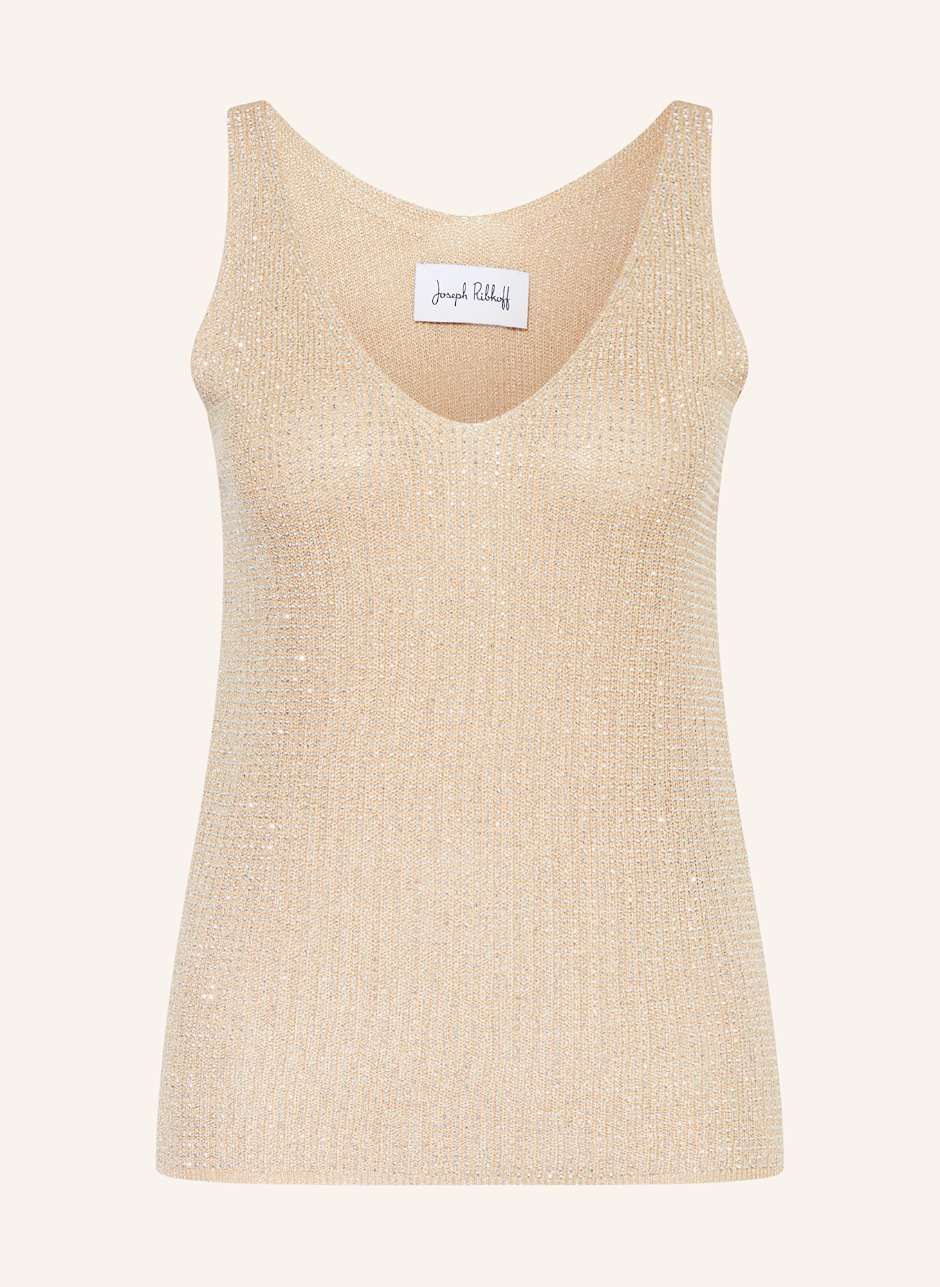 Joseph Ribkoff Stricktop mit Glitzergarn und Schmucksteinen: BEIGE