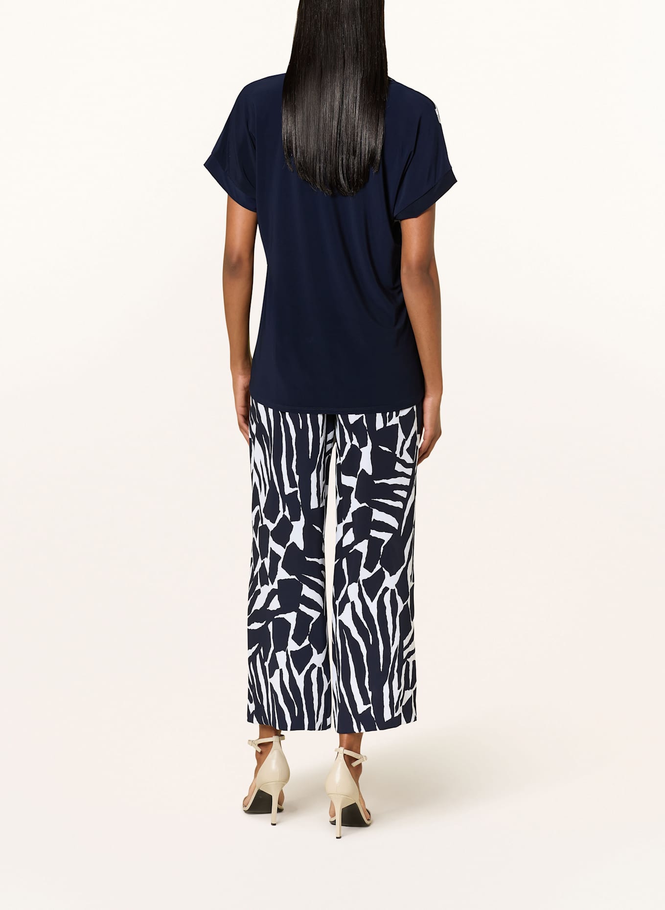 Joseph Ribkoff Blusenshirt im Materialmix: WEISS / DUNKELBLAU