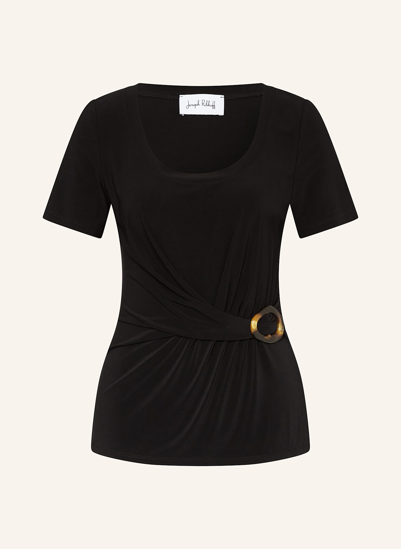 Joseph Ribkoff T-shirt in wrap look: BLACK