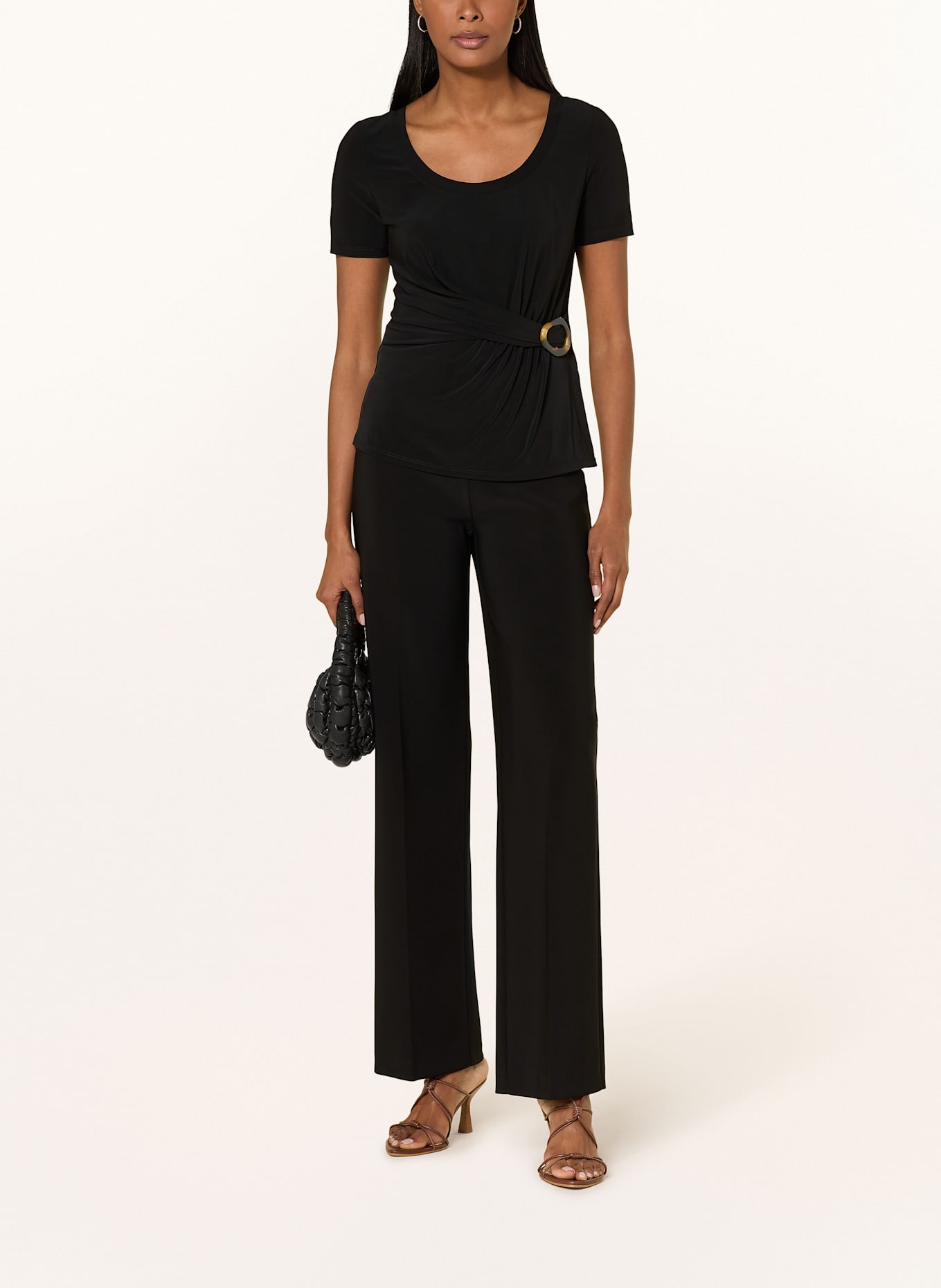Joseph Ribkoff T-shirt in wrap look: BLACK