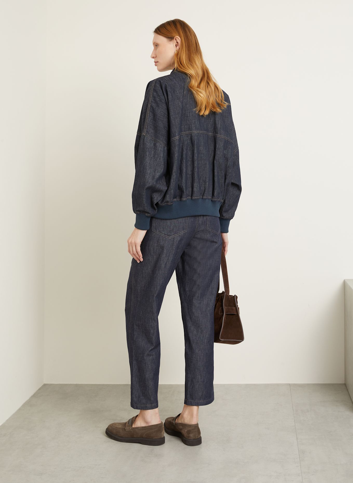 BRUNELLO CUCINELLI Denim bomber jacket: DARK BLUE