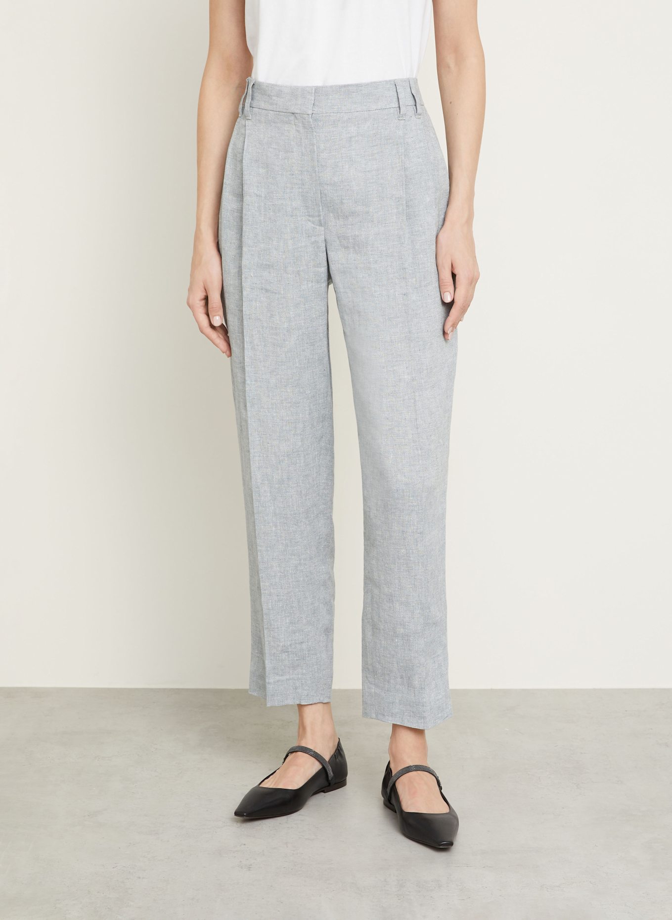 BRUNELLO CUCINELLI Leinenhose mit Glitzergarn, Farbe: BLAUGRAU (Bild 4)