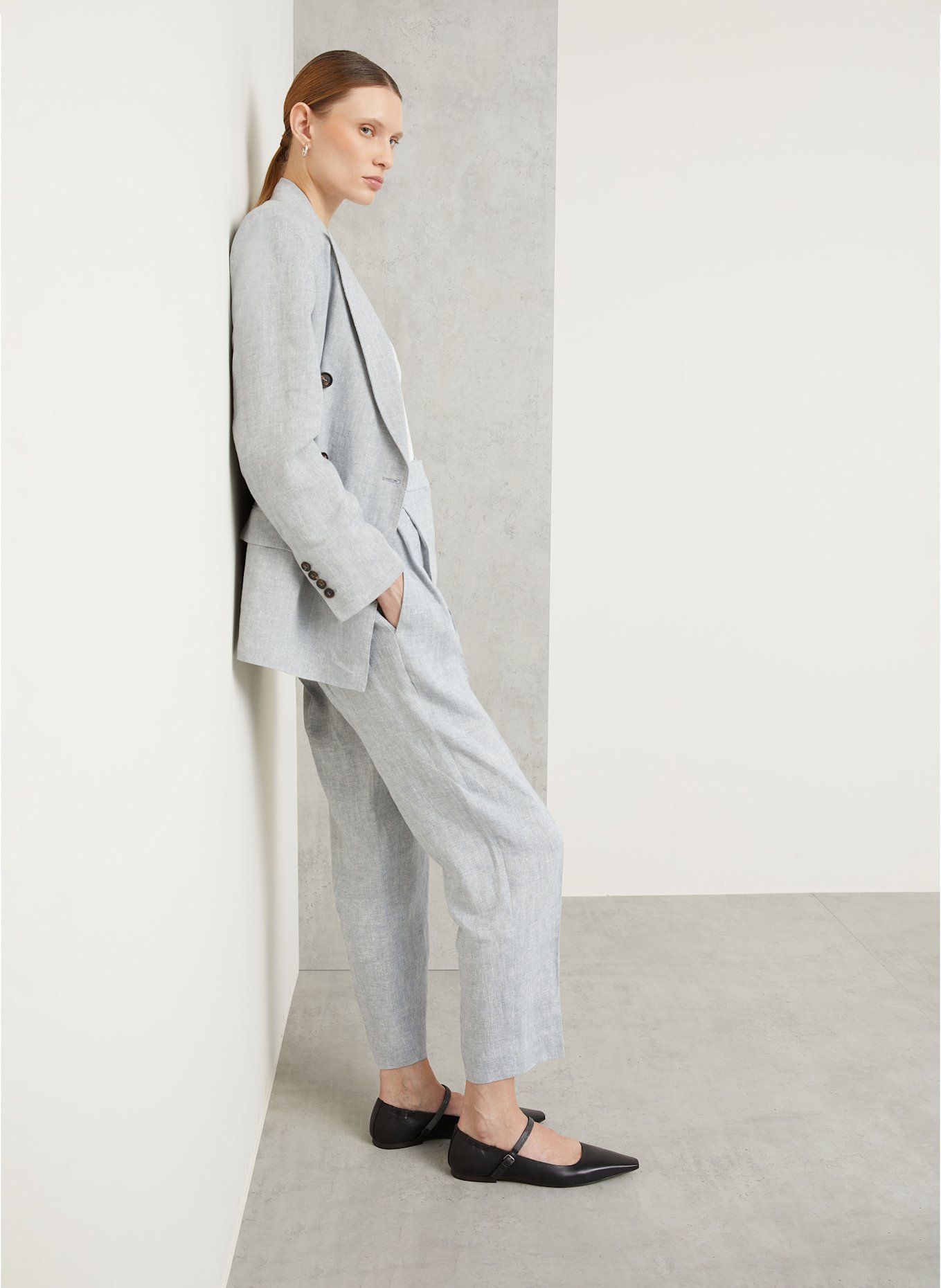 BRUNELLO CUCINELLI Leinenhose mit Glitzergarn, Farbe: BLAUGRAU (Bild 5)