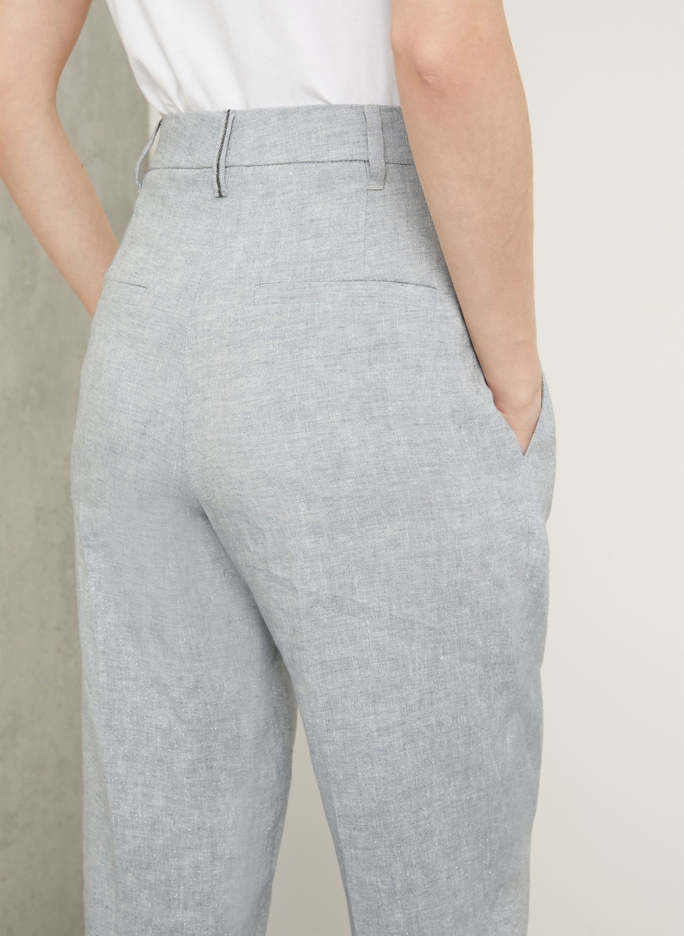 BRUNELLO CUCINELLI Leinenhose mit Glitzergarn, Farbe: BLAUGRAU (Bild 6)