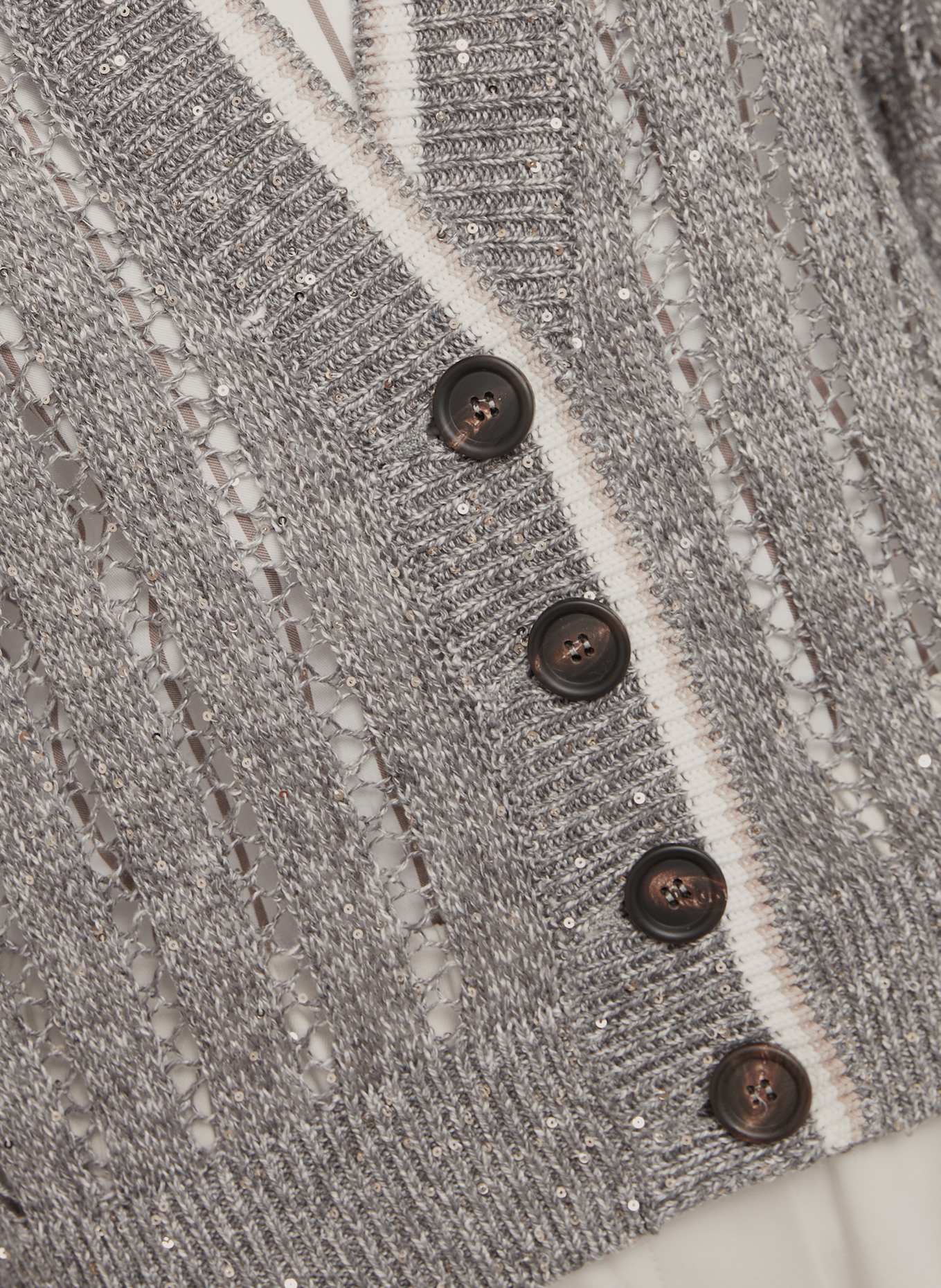 BRUNELLO CUCINELLI Cardigan made of linen with sequins: GRAY
