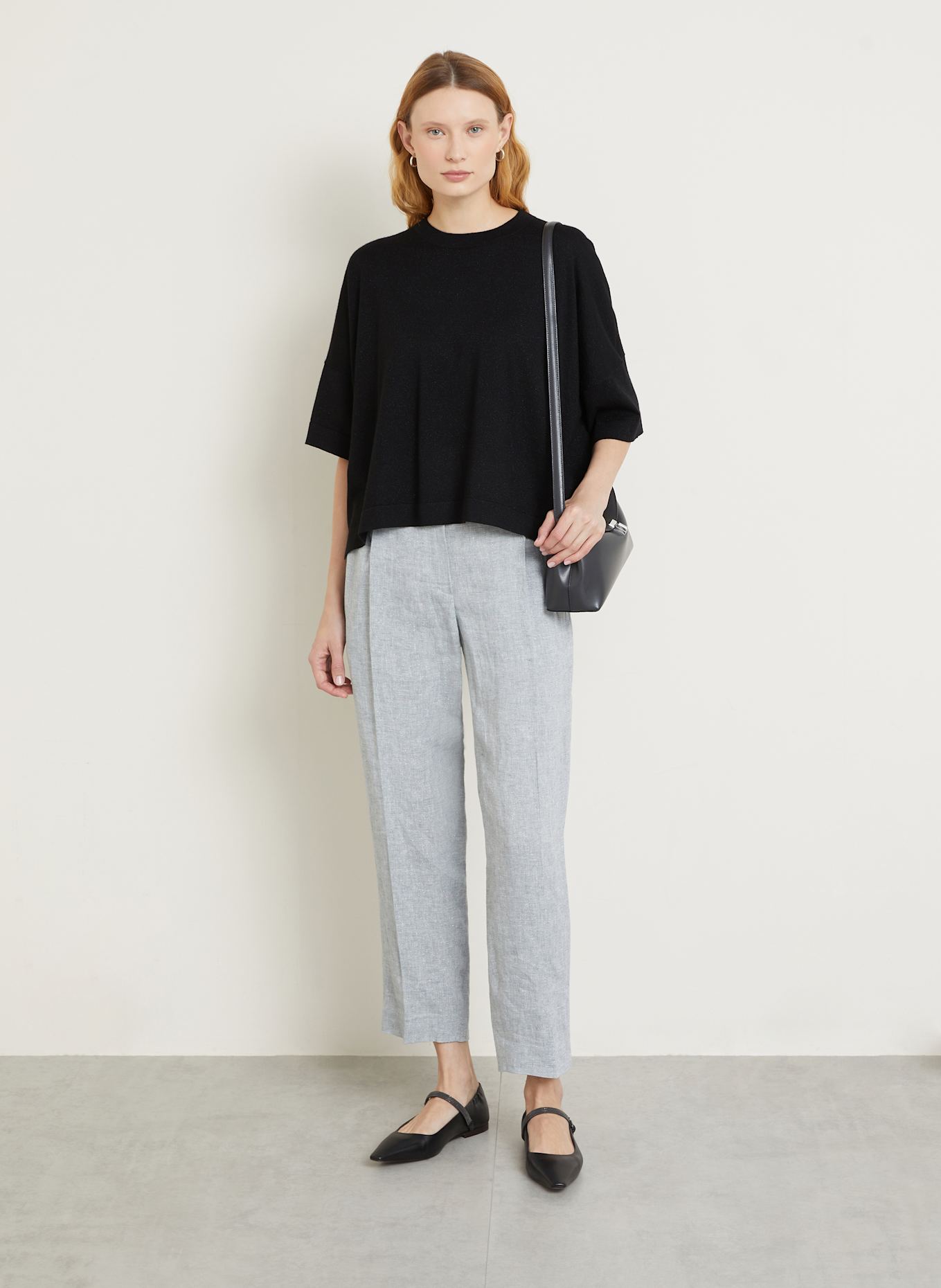 BRUNELLO CUCINELLI Strickshirt mit Cashmere und Glitzergarn: SCHWARZ