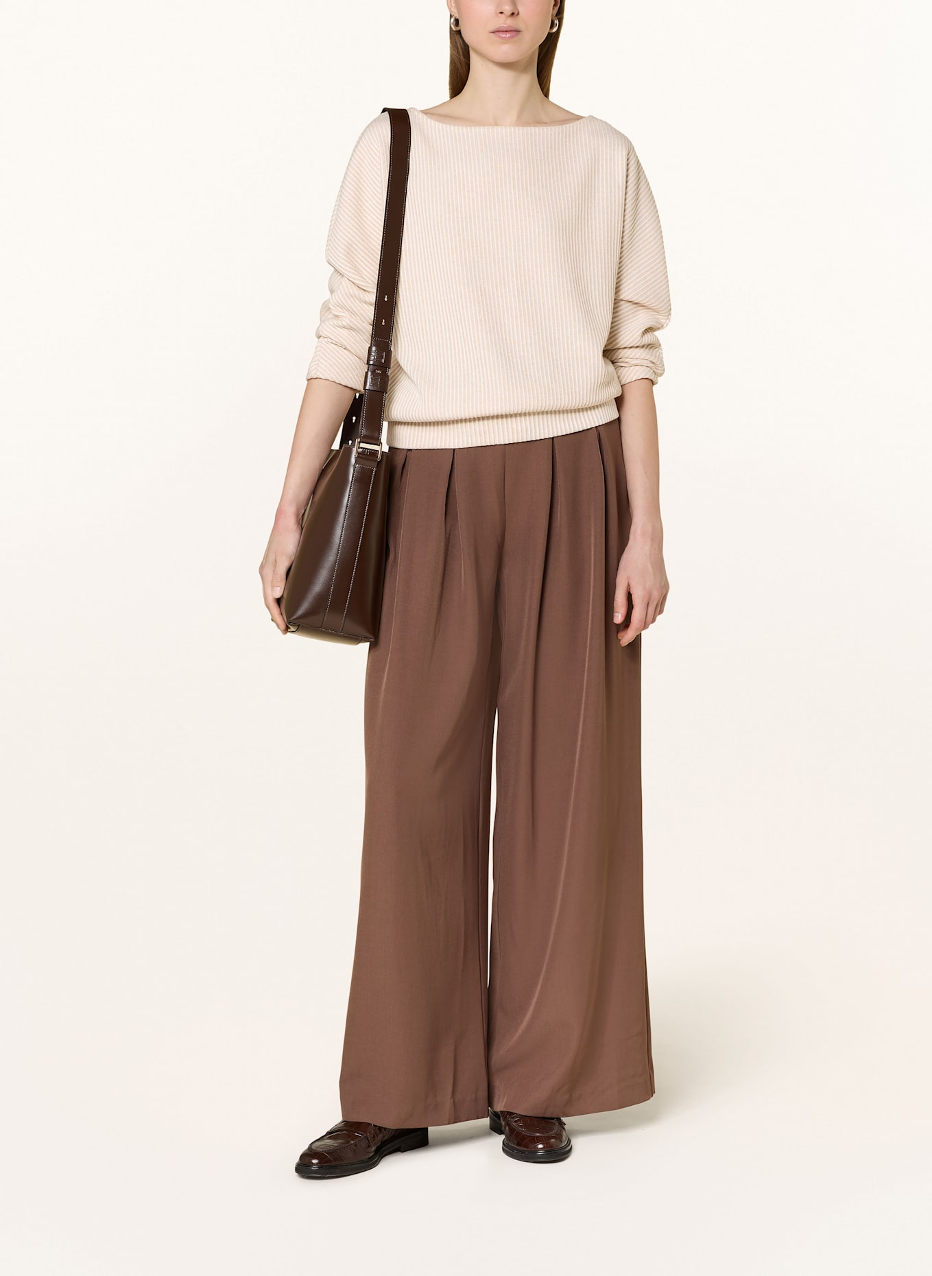 OPUS Sweatshirt GEIPEN mit 3/4-Arm: BEIGE / CREME