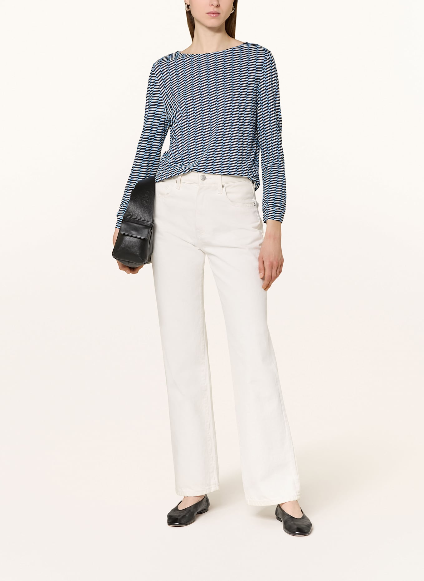 OPUS Blusenshirt SUSTA: HELLBLAU / SCHWARZ / WEISS