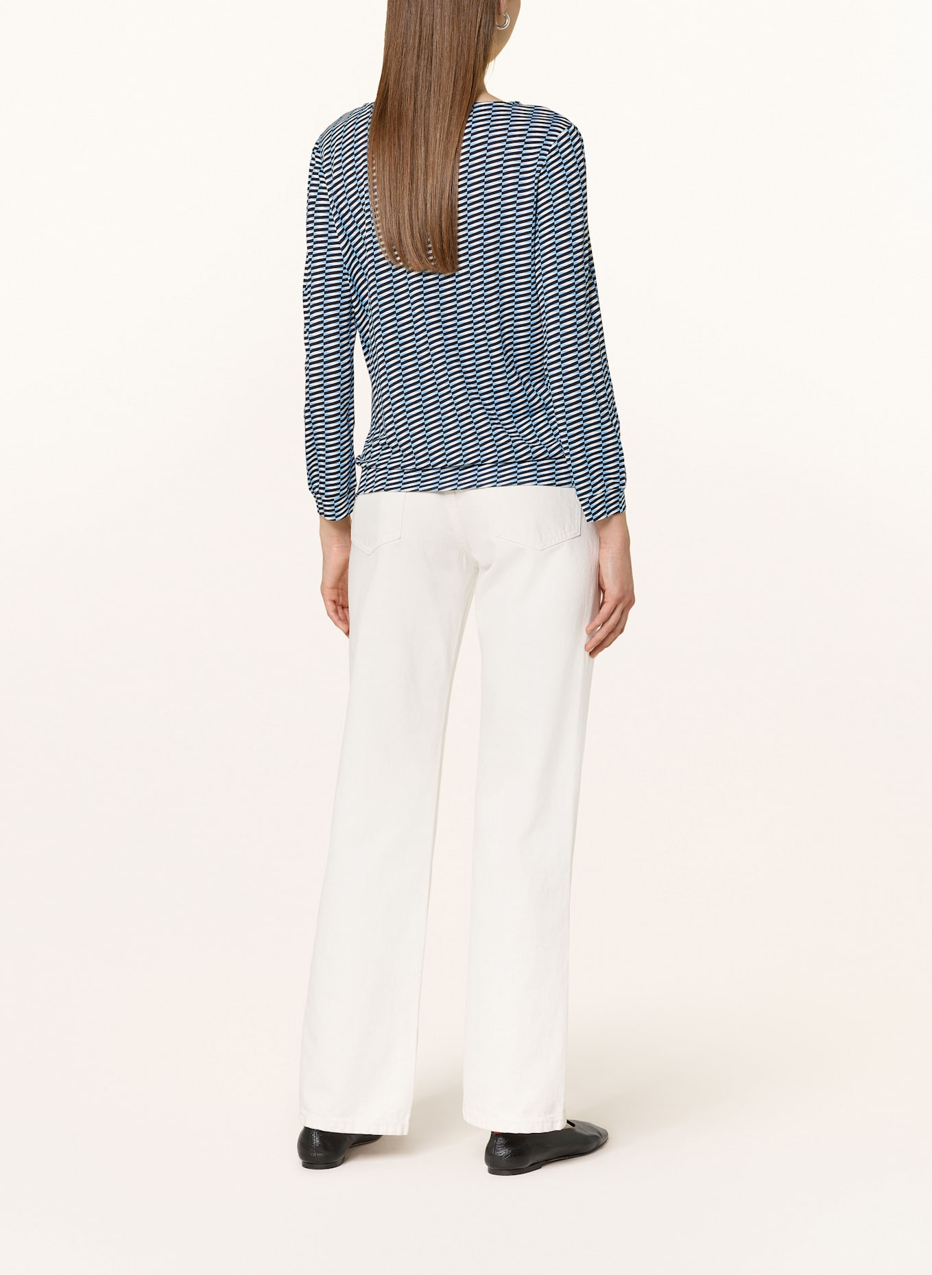 OPUS Blusenshirt SUSTA: HELLBLAU / SCHWARZ / WEISS