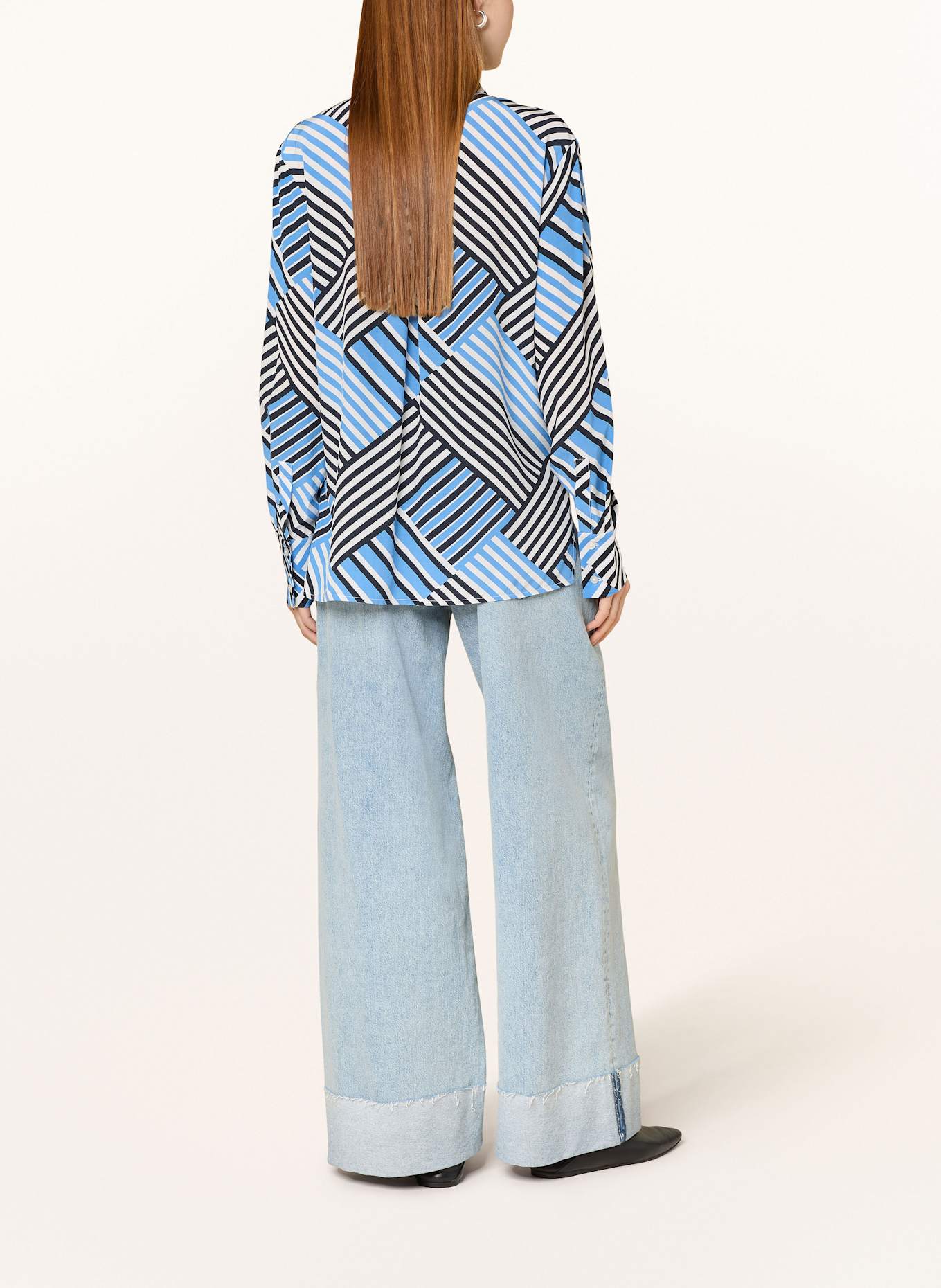 OPUS Hemdbluse FILONA: HELLBLAU / SCHWARZ / WEISS