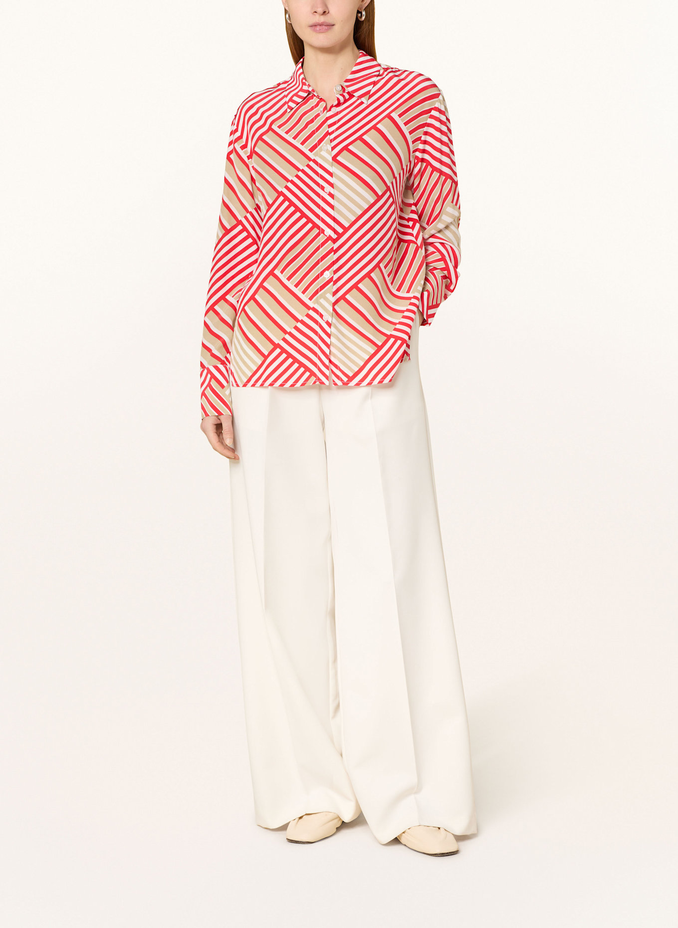 OPUS Hemdbluse FILONA: ROT / WEISS / BEIGE