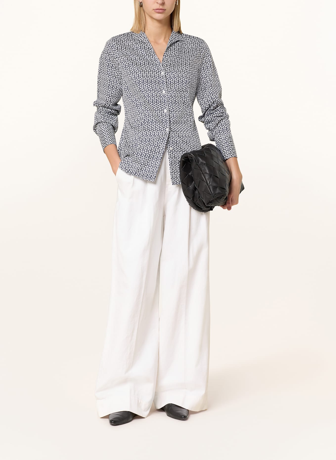 ETERNA Blouse: DARK BLUE/ WHITE