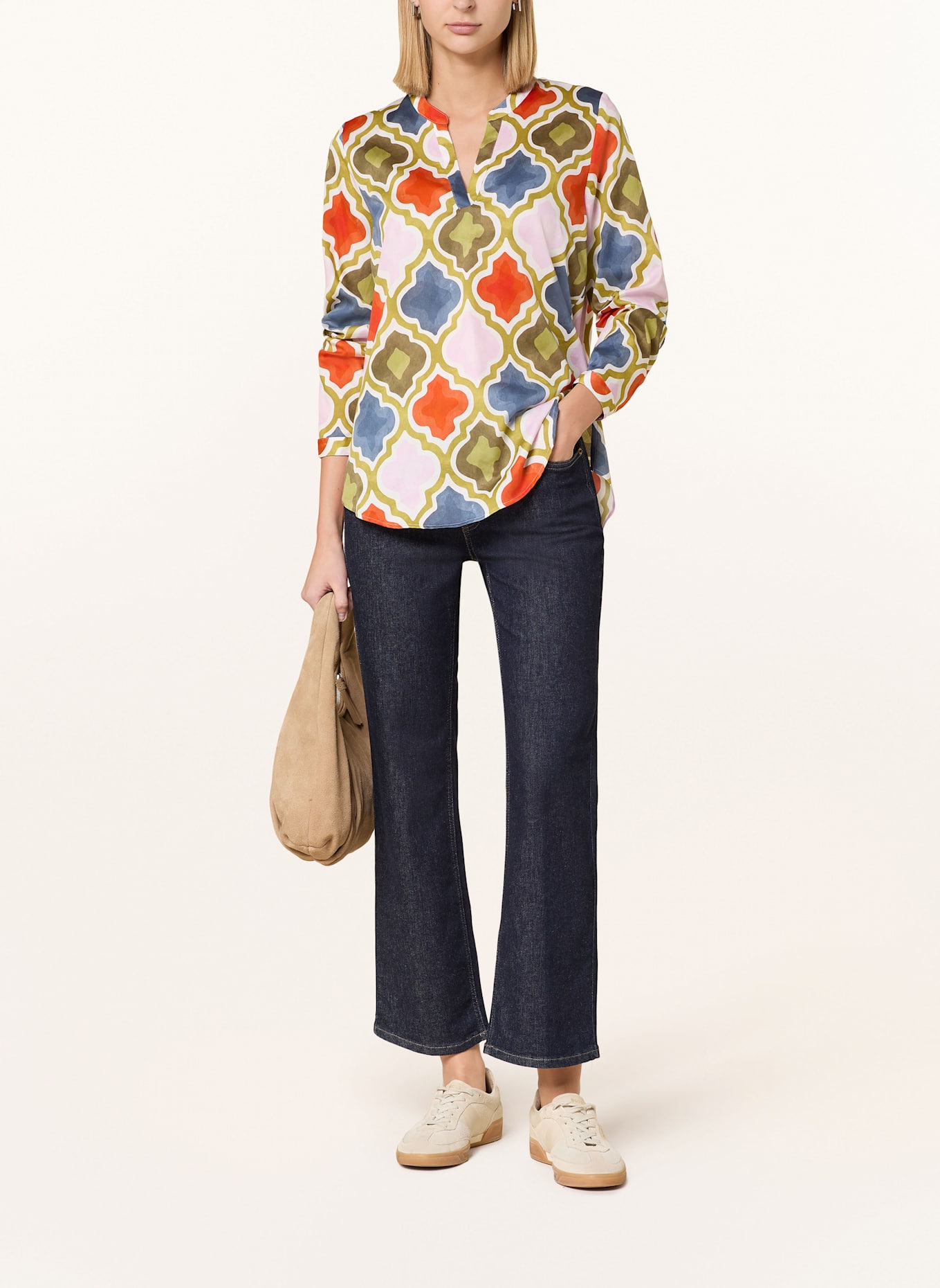 ETERNA Shirt blouse: OLIVE/ DARK ORANGE/ PINK