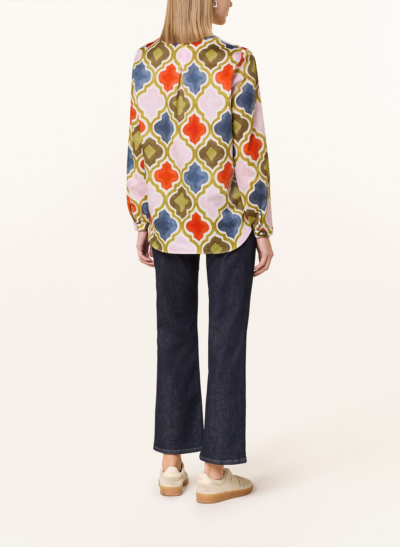 ETERNA Shirt blouse: OLIVE/ DARK ORANGE/ PINK