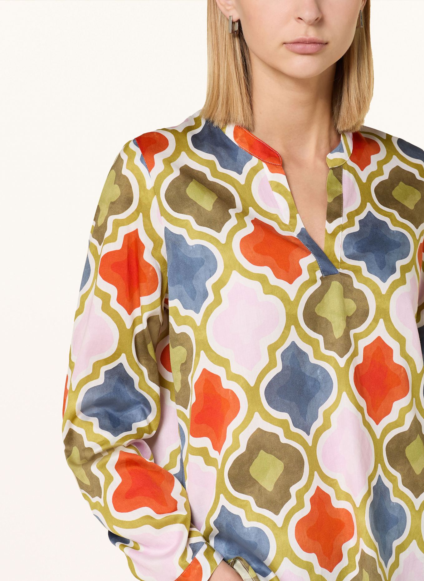ETERNA Shirt blouse: OLIVE/ DARK ORANGE/ PINK