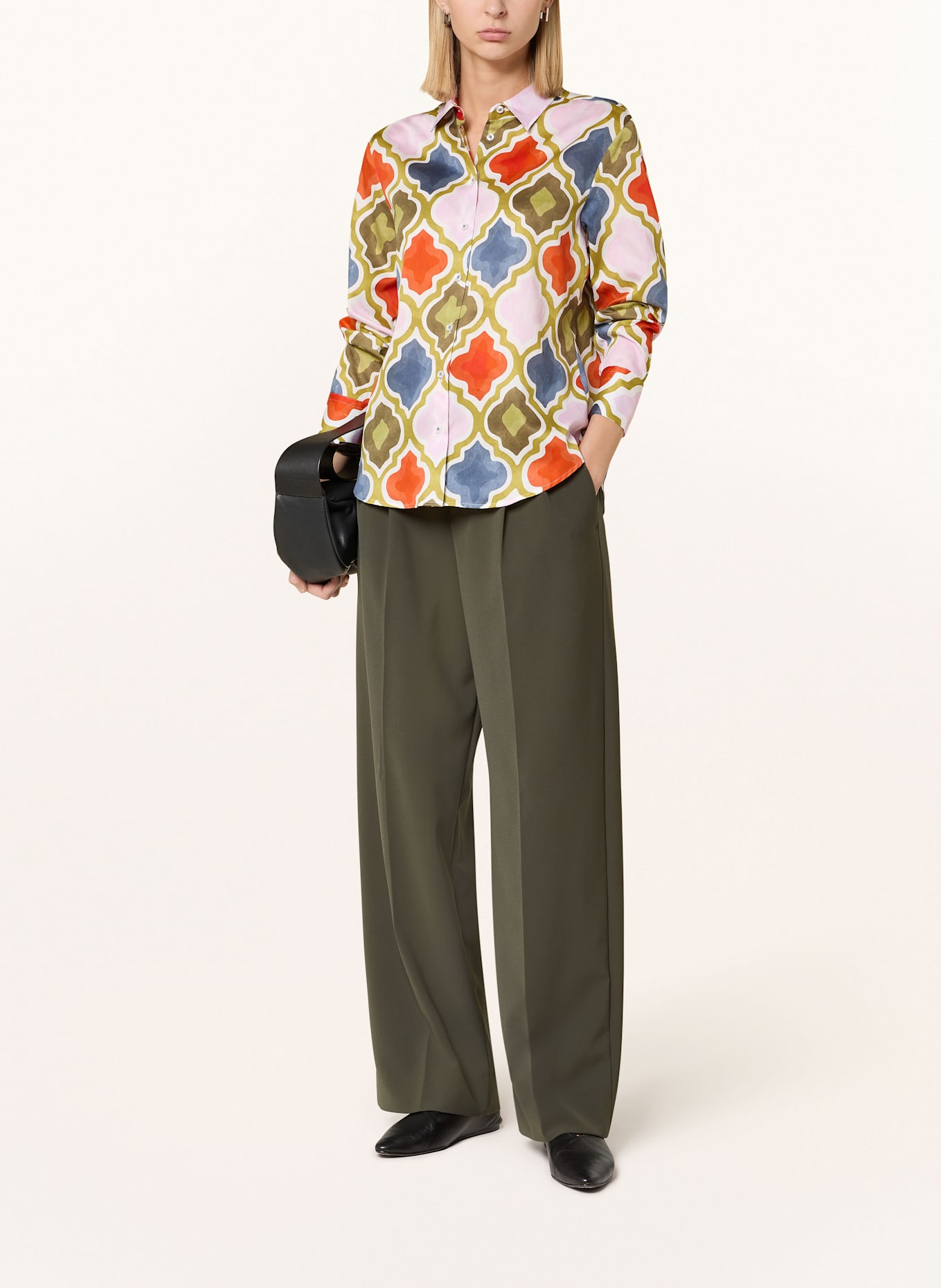ETERNA Shirt blouse: OLIVE/ DARK ORANGE/ PINK