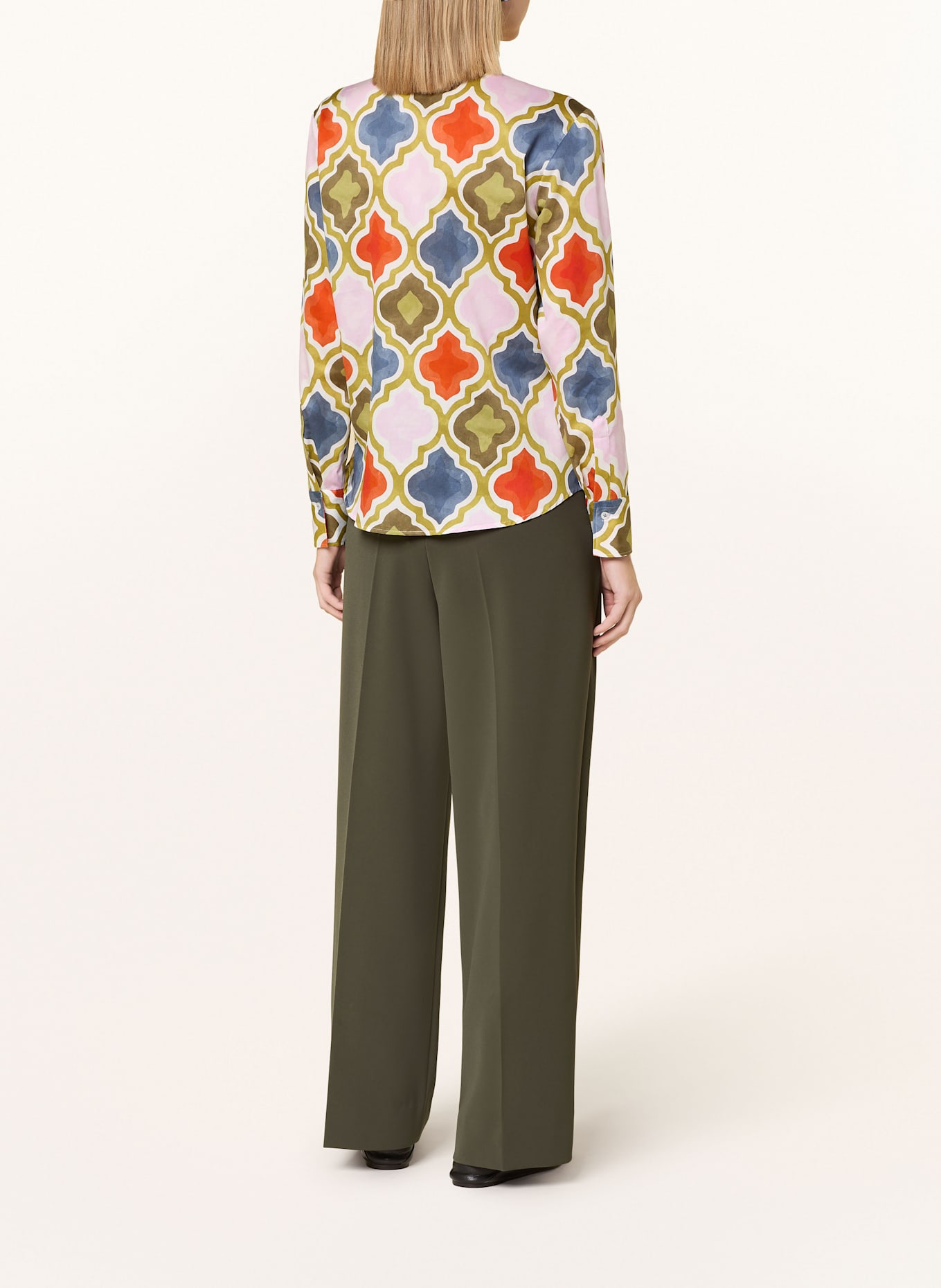 ETERNA Shirt blouse: OLIVE/ DARK ORANGE/ PINK