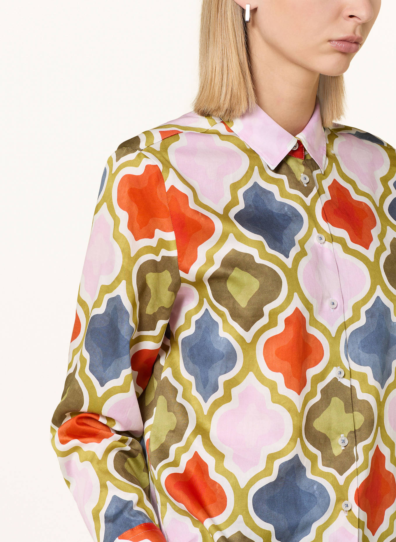 ETERNA Shirt blouse: OLIVE/ DARK ORANGE/ PINK