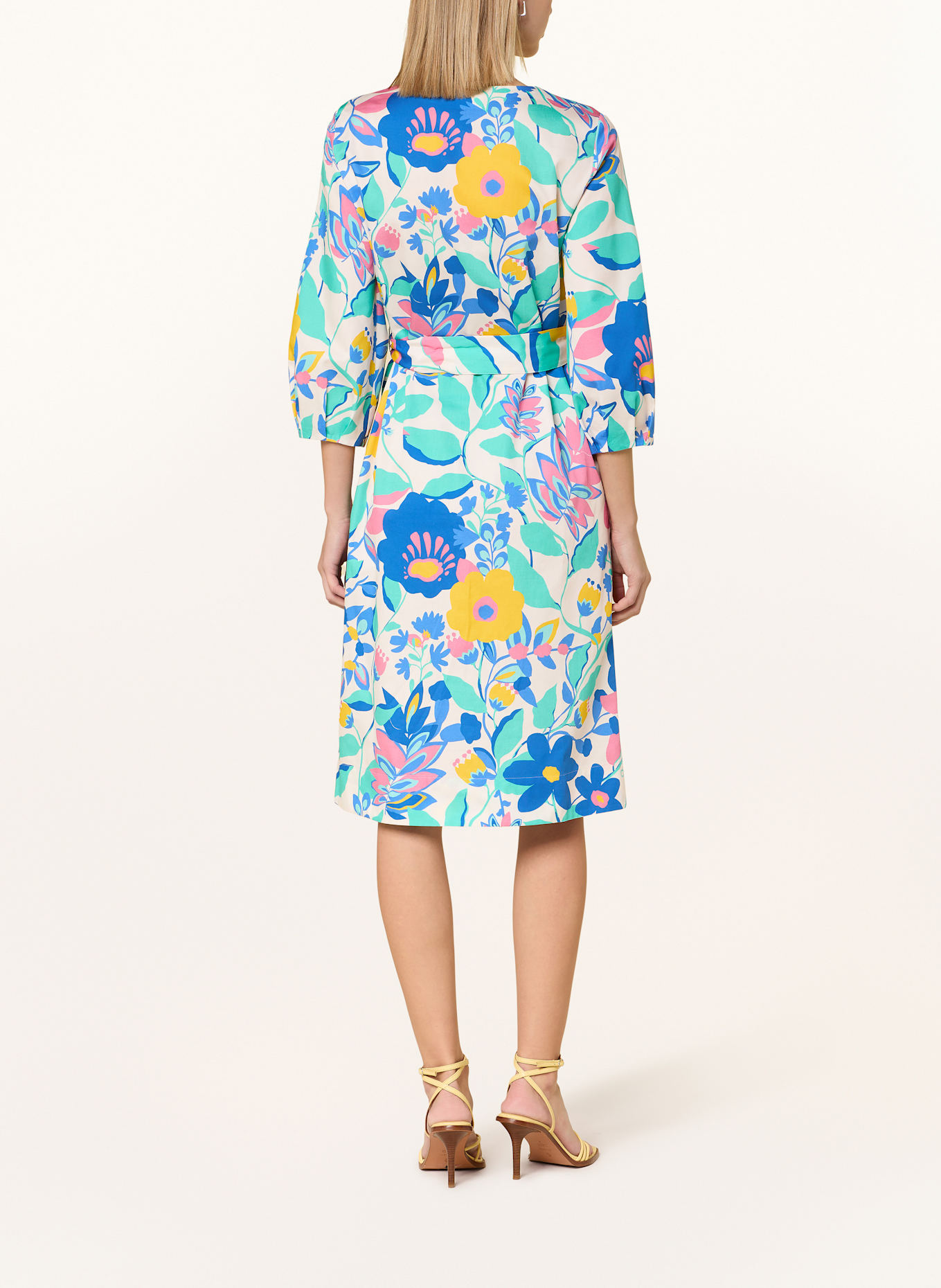 ETERNA Dress with 3/4 sleeves: BLUE/ YELLOW/ LIGHT RED