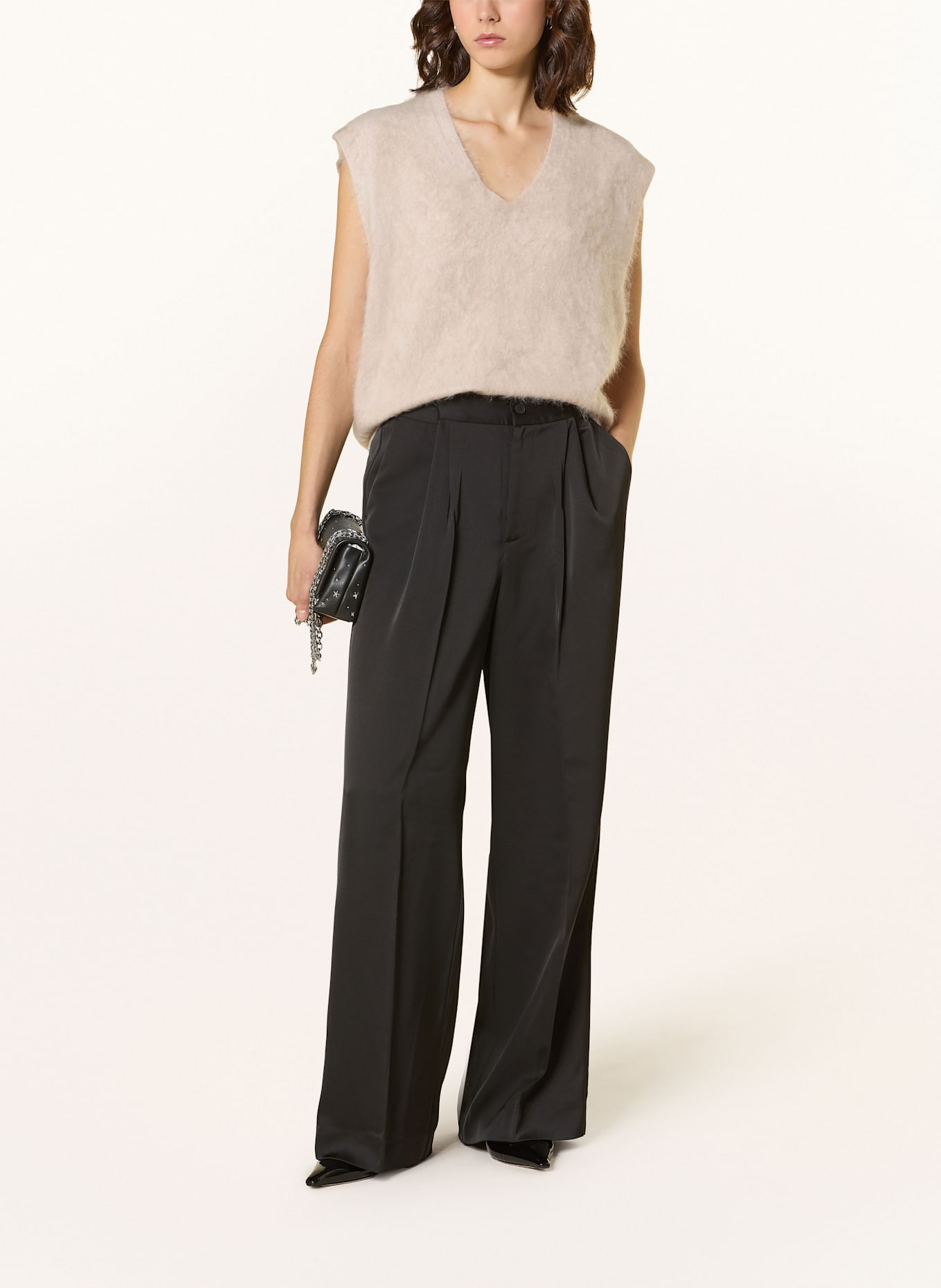 ALLSAINTS Satin wide leg panelled trousers MYRTLE, Color: BLACK (Image 2)