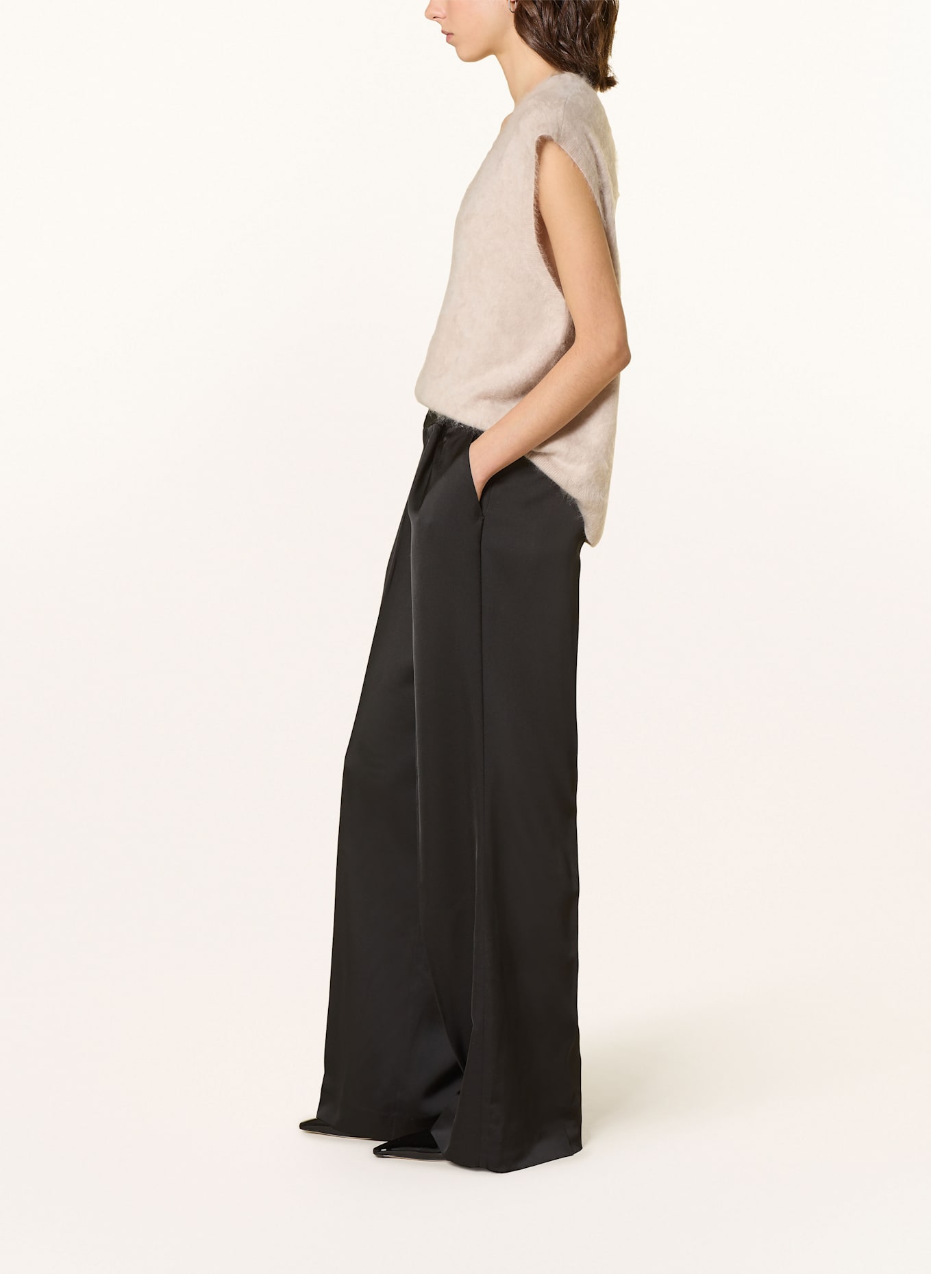 ALLSAINTS Satin wide leg panelled trousers MYRTLE, Color: BLACK (Image 4)
