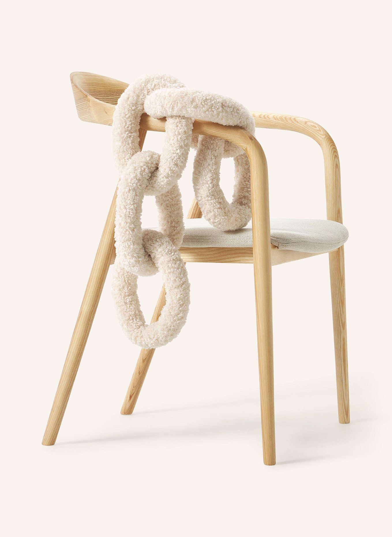 Westwing Collection Dekokissen CHAIN DOTTY aus Teddyfell: CREME