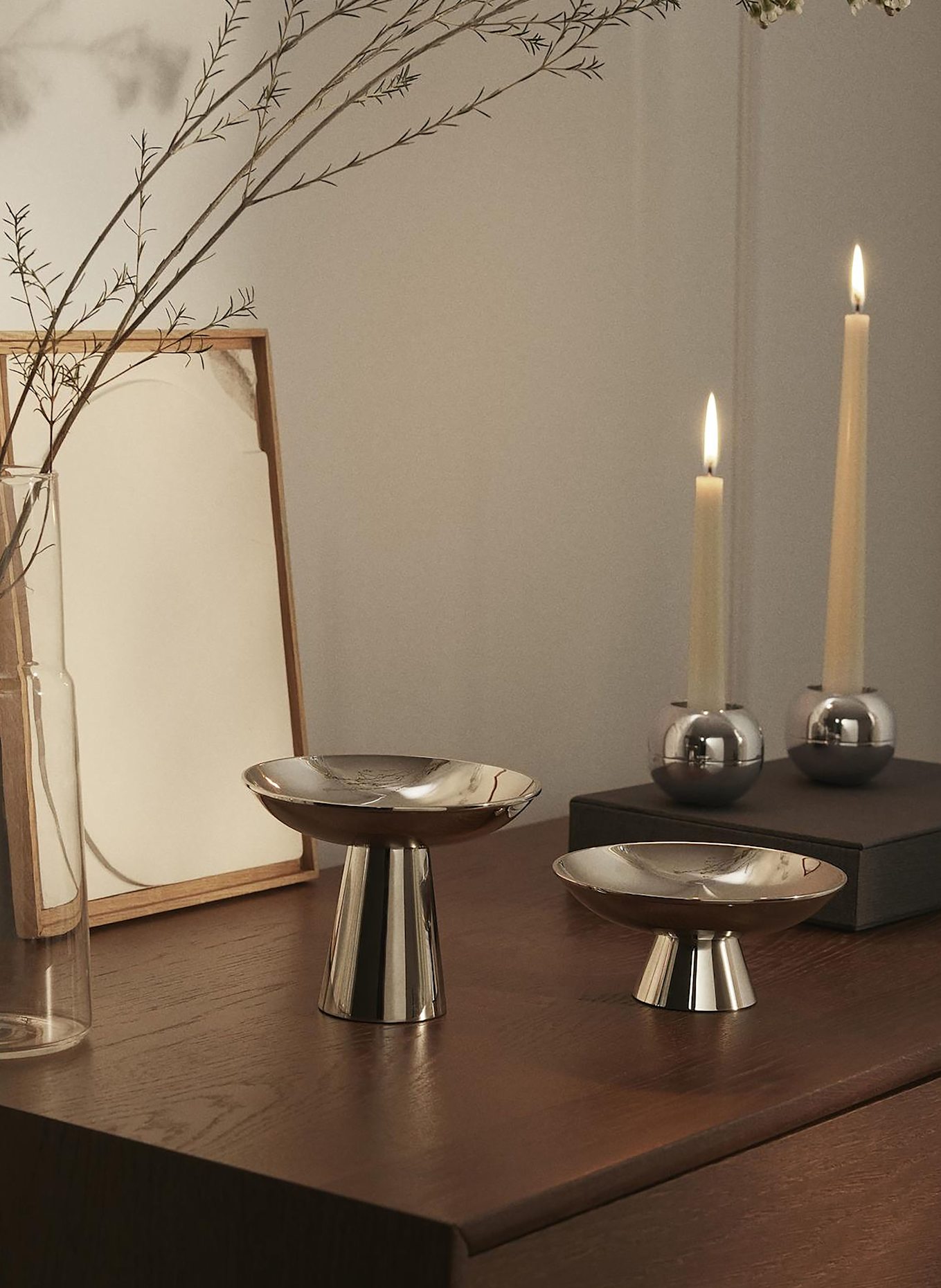 Westwing Collection 2er-Set Kerzenhalter CELONA: SILBER