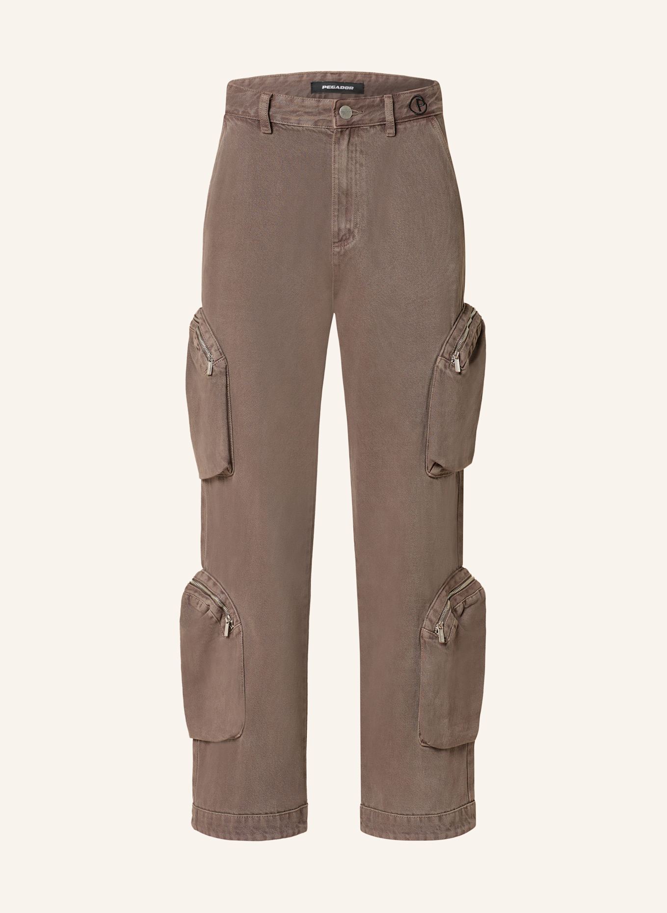 PEGADOR Jeansy bojówki YARVITE regular fit: CIEMNOBRĄZOWY