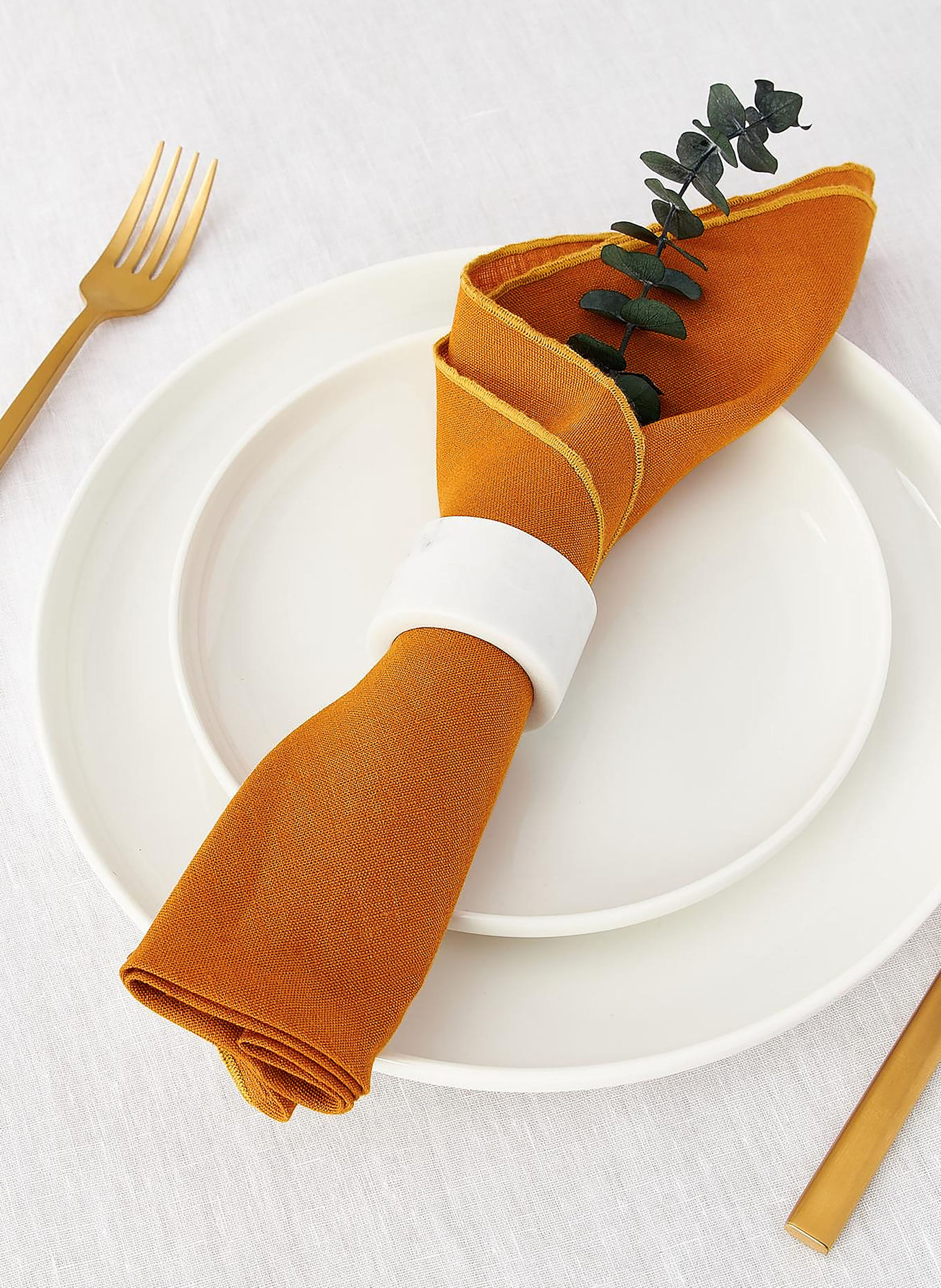 Westwing Collection Serwetki tkaninowe KENNEDY z lnu, zestaw 4 szt.: POMARAŃCZOWY