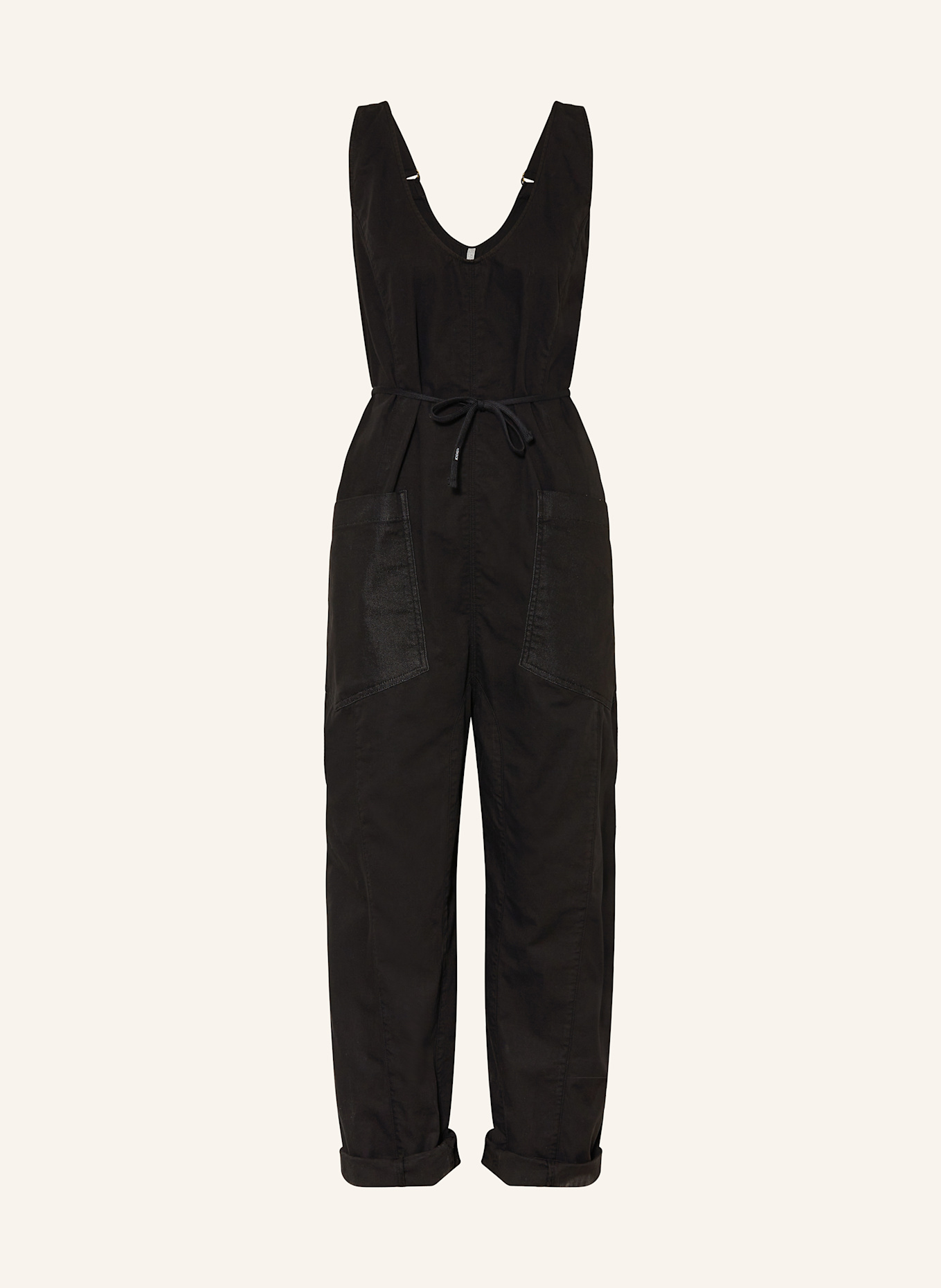 10DAYS Jumpsuit with linen: BLACK