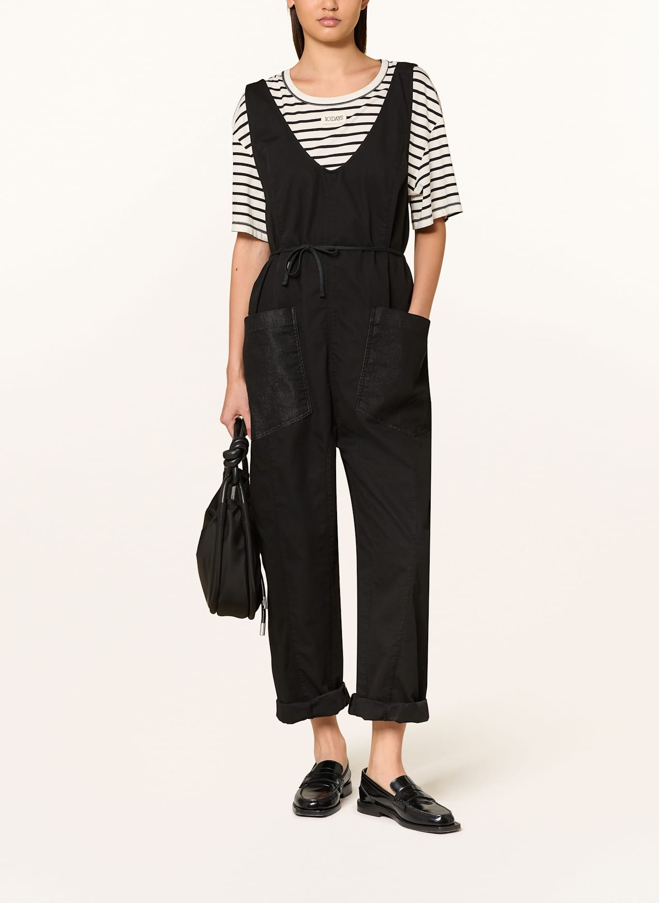 10DAYS Jumpsuit with linen: BLACK