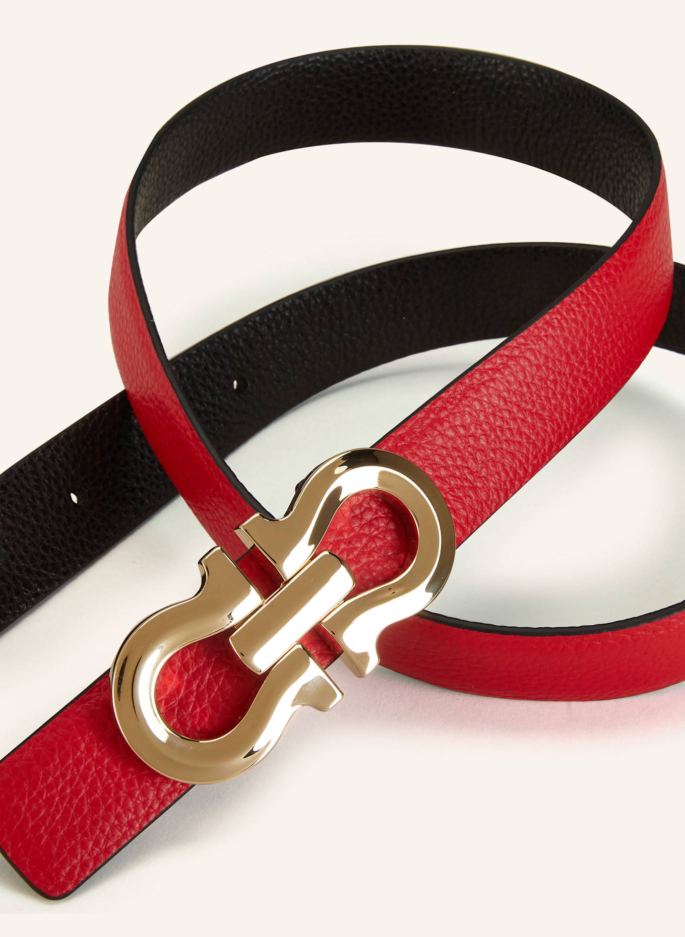 Salvatore ferragamo belt red gold discount