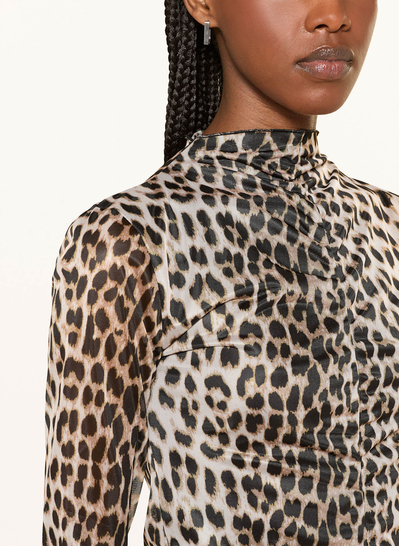 OH APRIL WITT mesh long sleeve shirt: LIGHT BROWN / BROWN / BLACK