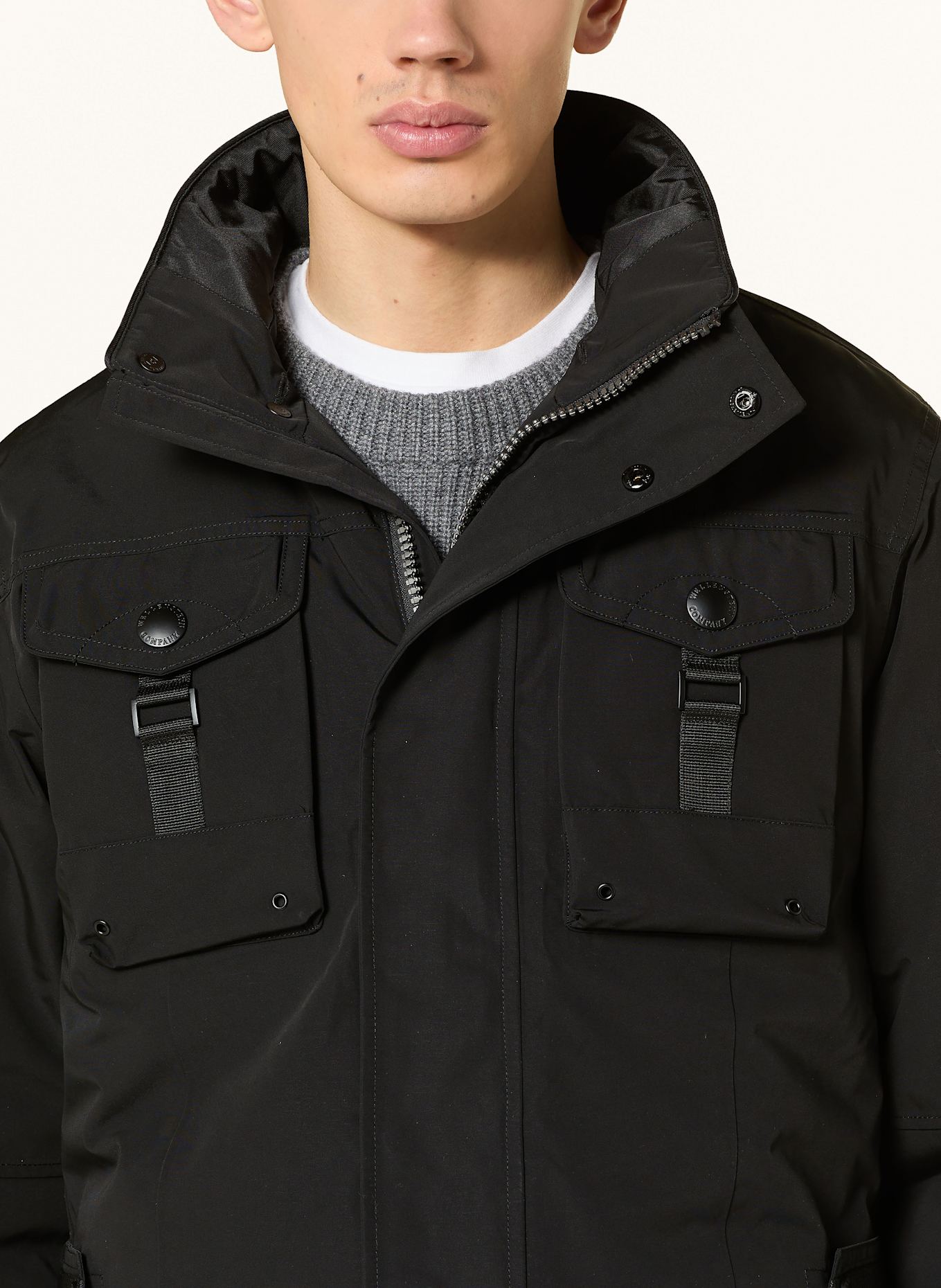 WELLENSTEYN Jacke mit abnehmbarer Kapuze und Kunstfell: SCHWARZ
