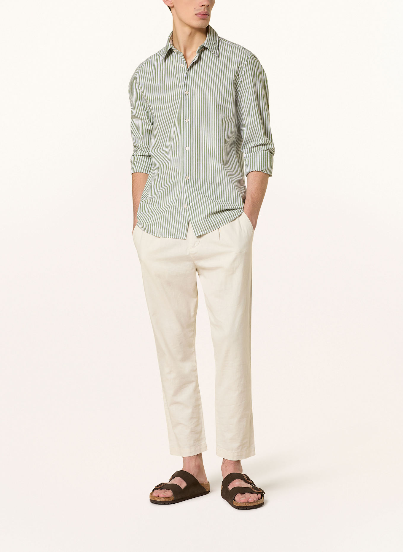 Marc O'Polo Hemd Shaped Fit: ECRU / GRÜN