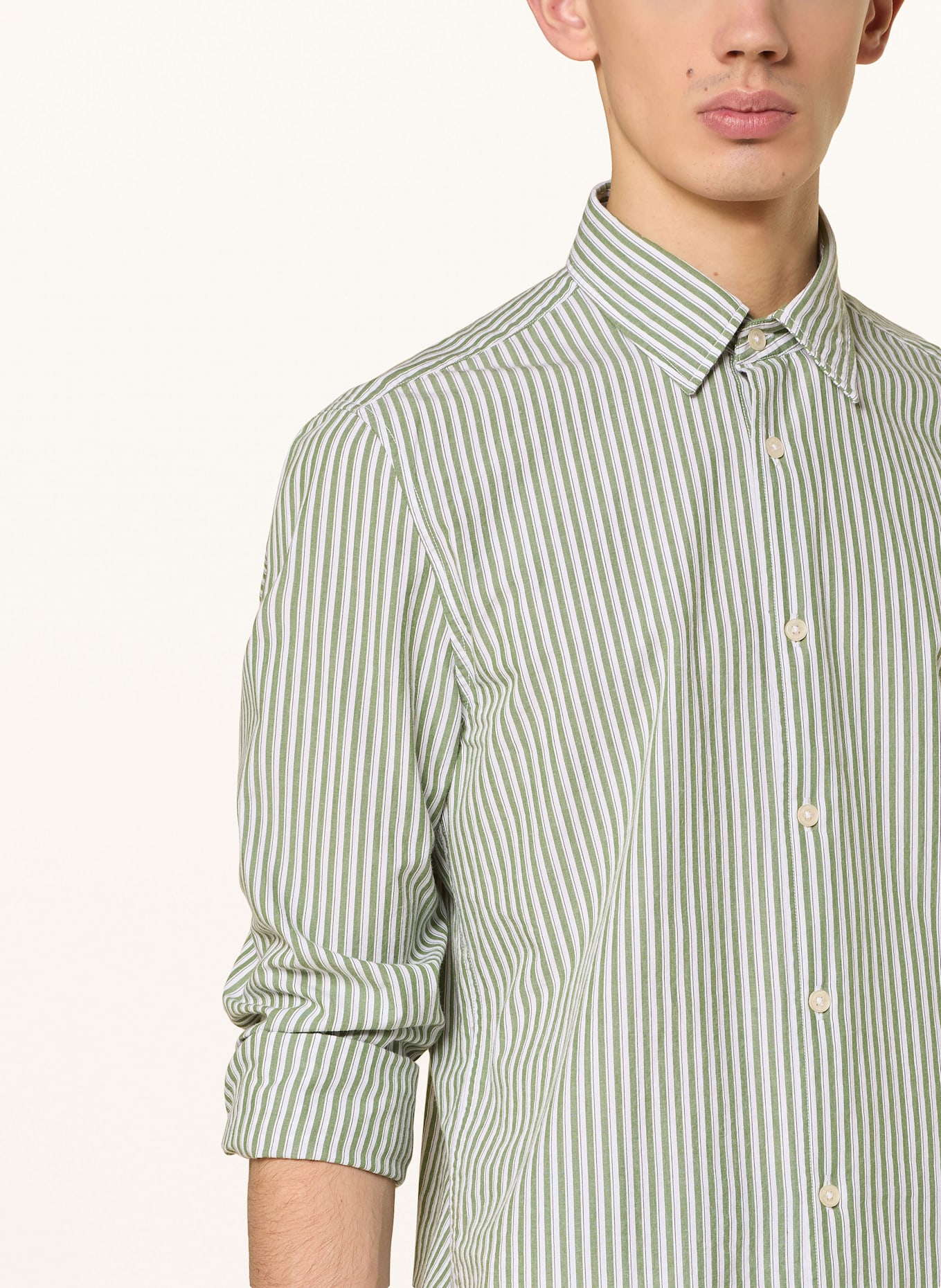 Marc O'Polo Hemd Shaped Fit: ECRU / GRÜN