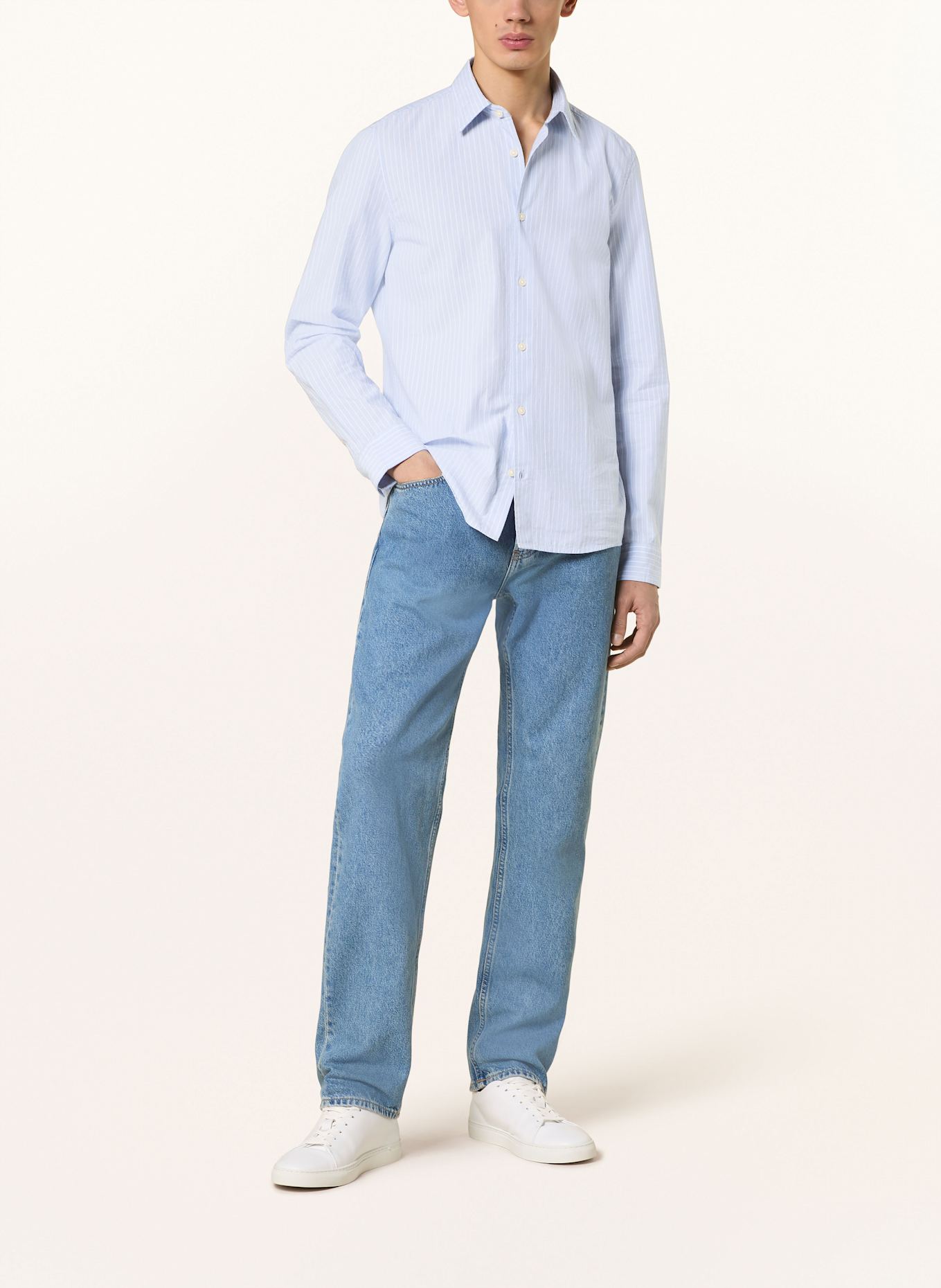 Marc O'Polo Hemd Shaped Fit: HELLBLAU / WEISS