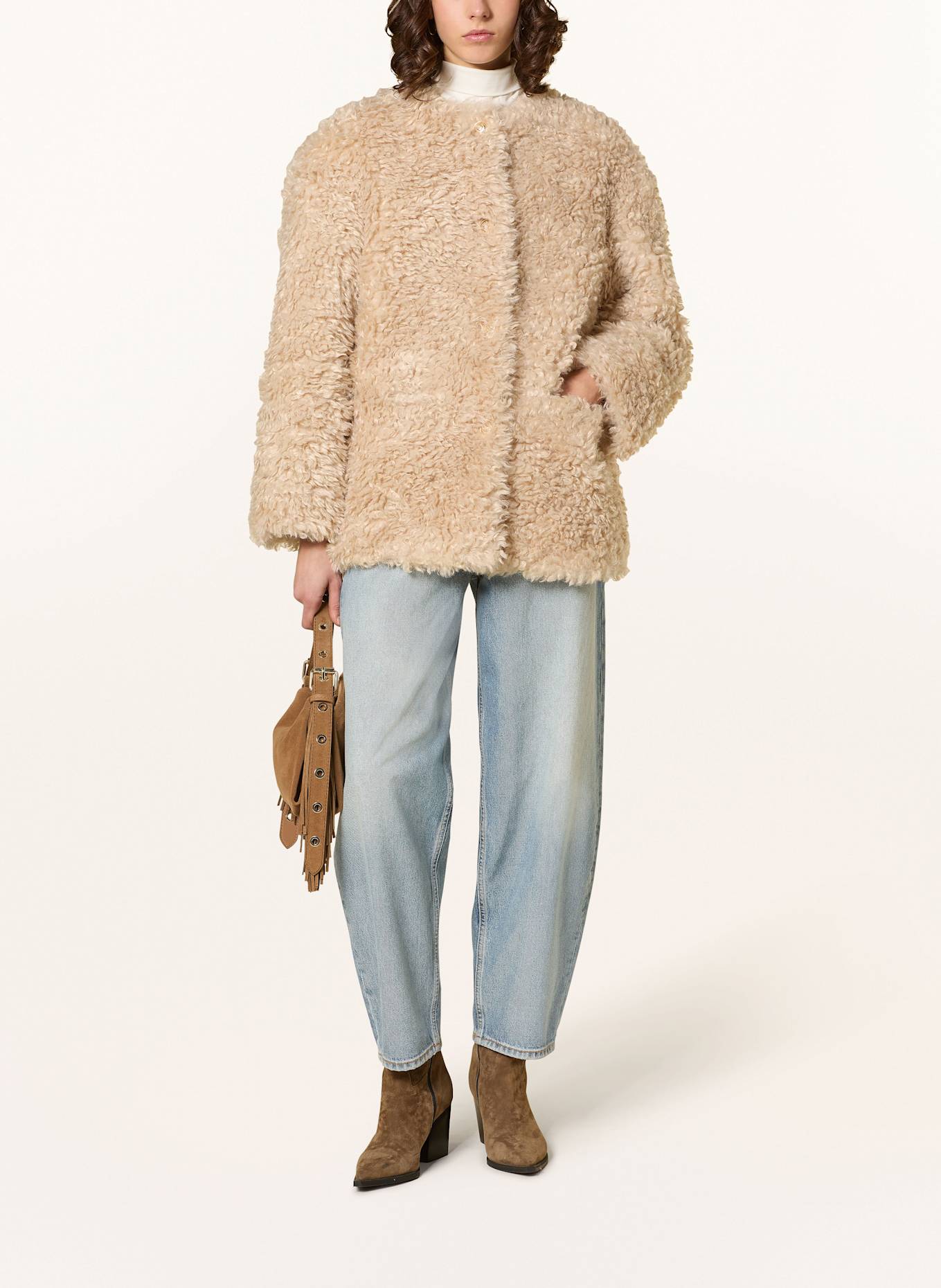 maje Kunstfell-Mantel: BEIGE