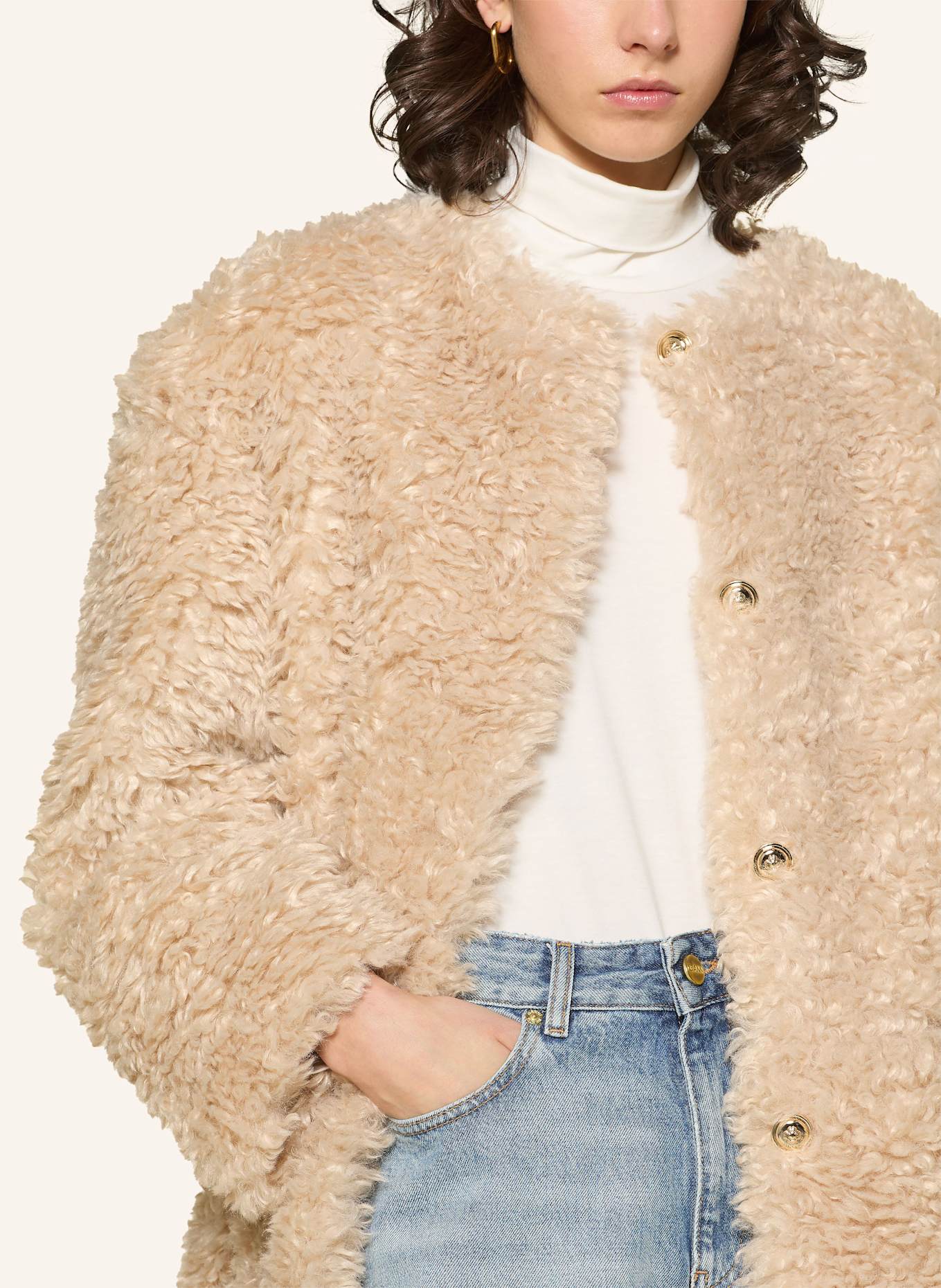 maje Kunstfell-Mantel: BEIGE