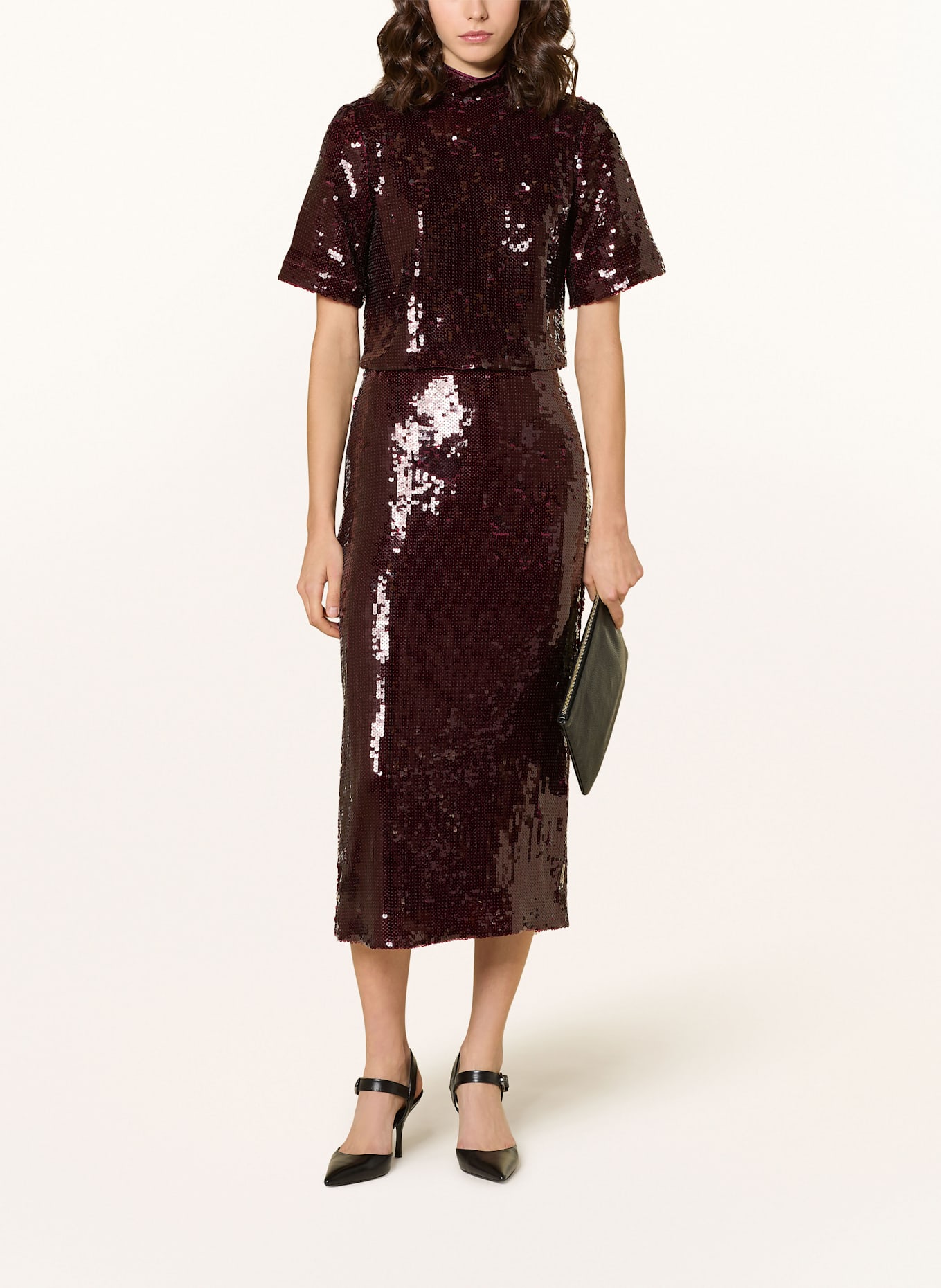 MALINA Jupe CLARISSE à paillettes: ROUGE FONCÉ