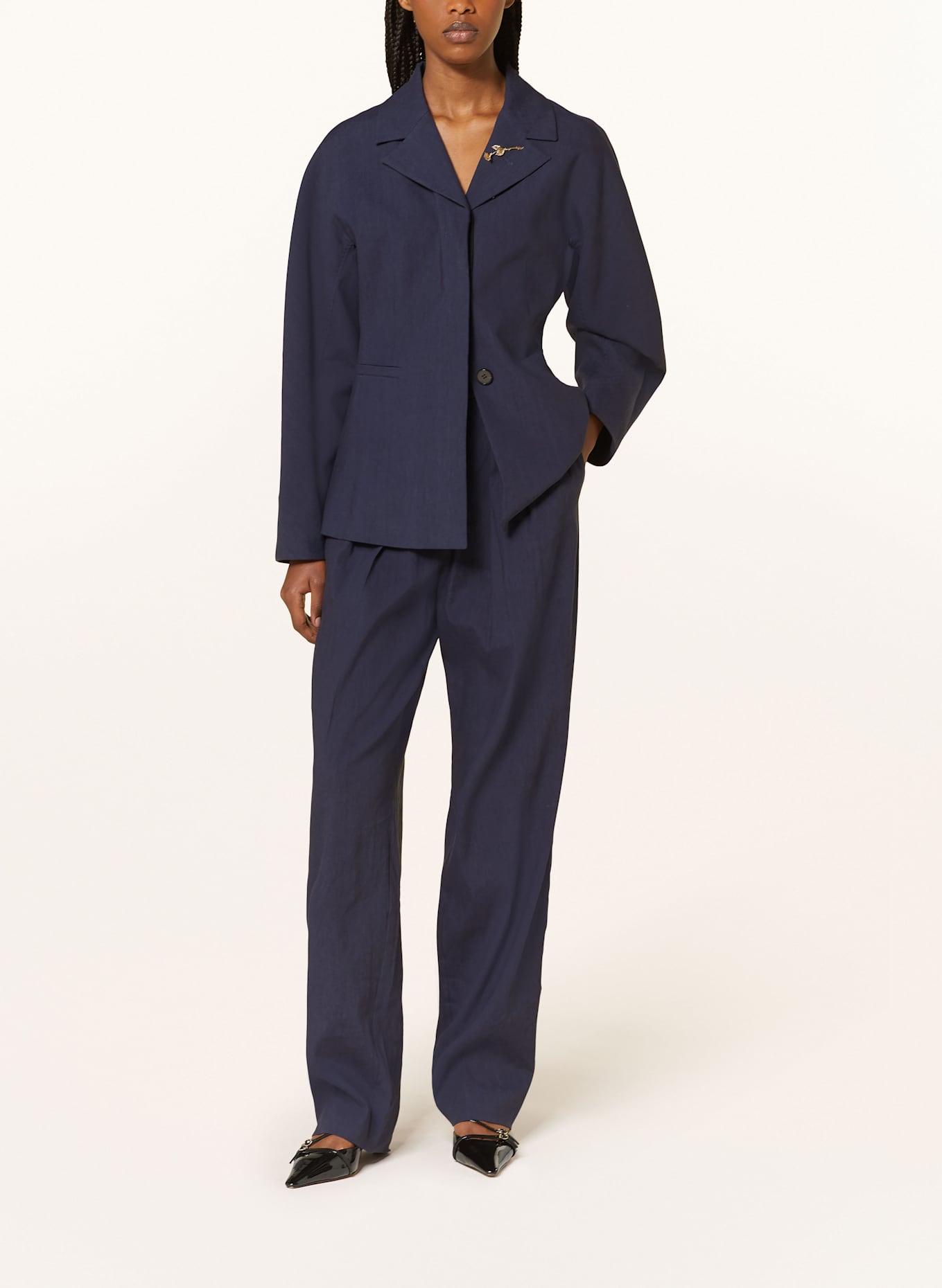 MARELLA Wide leg trousers with linen: DARK BLUE