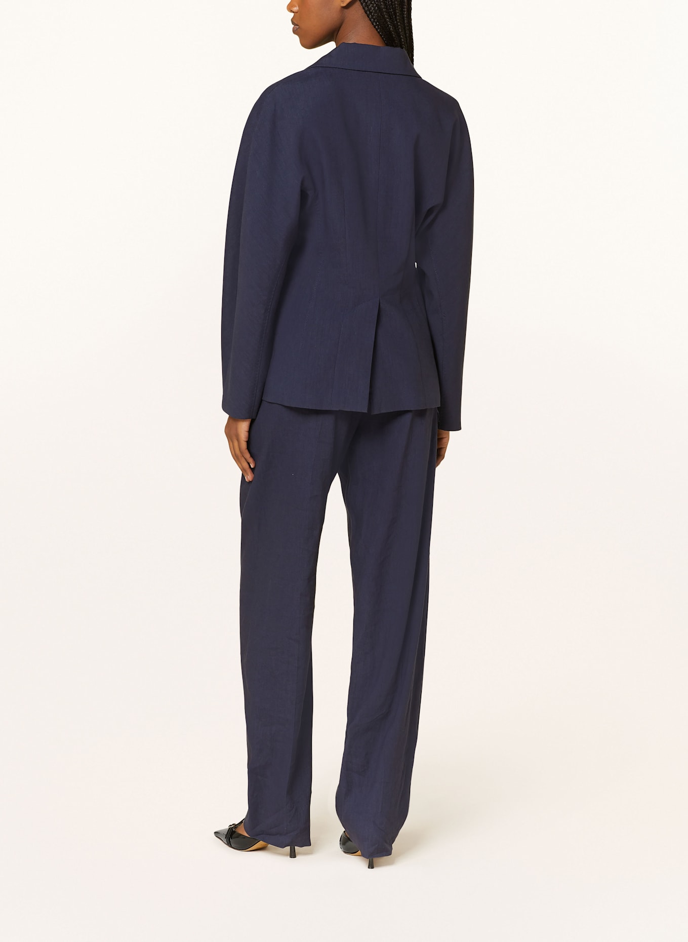 MARELLA Wide leg trousers with linen: DARK BLUE