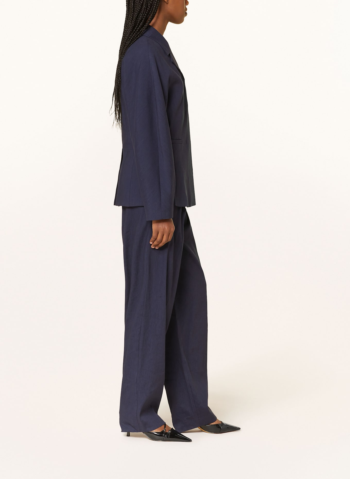 MARELLA Wide leg trousers with linen: DARK BLUE